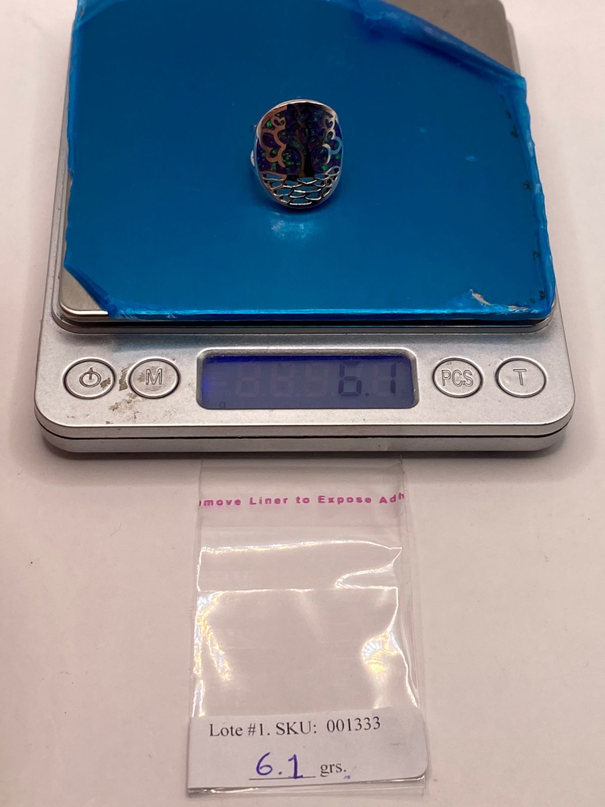 ANILLO ÁRBOL DE LA VIDA DE PLATA LEY 950 CON ÓPALO DE FUEGO
