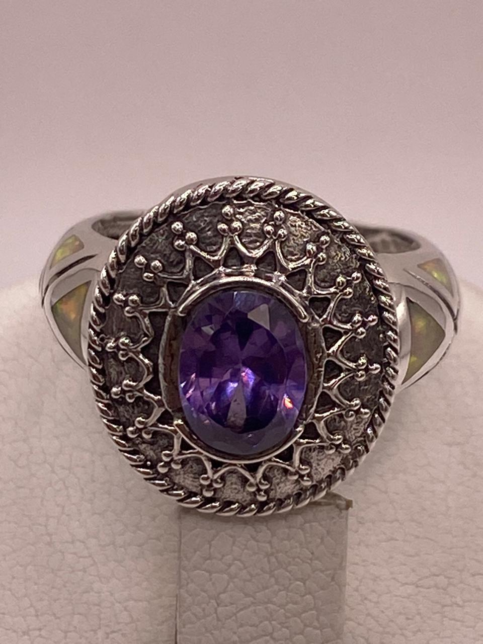 ANILLO ARTESANAL CON ÓPALO DE FUEGO, ZIRCONIA Y MARQUESITA EN PLATA LEY .950