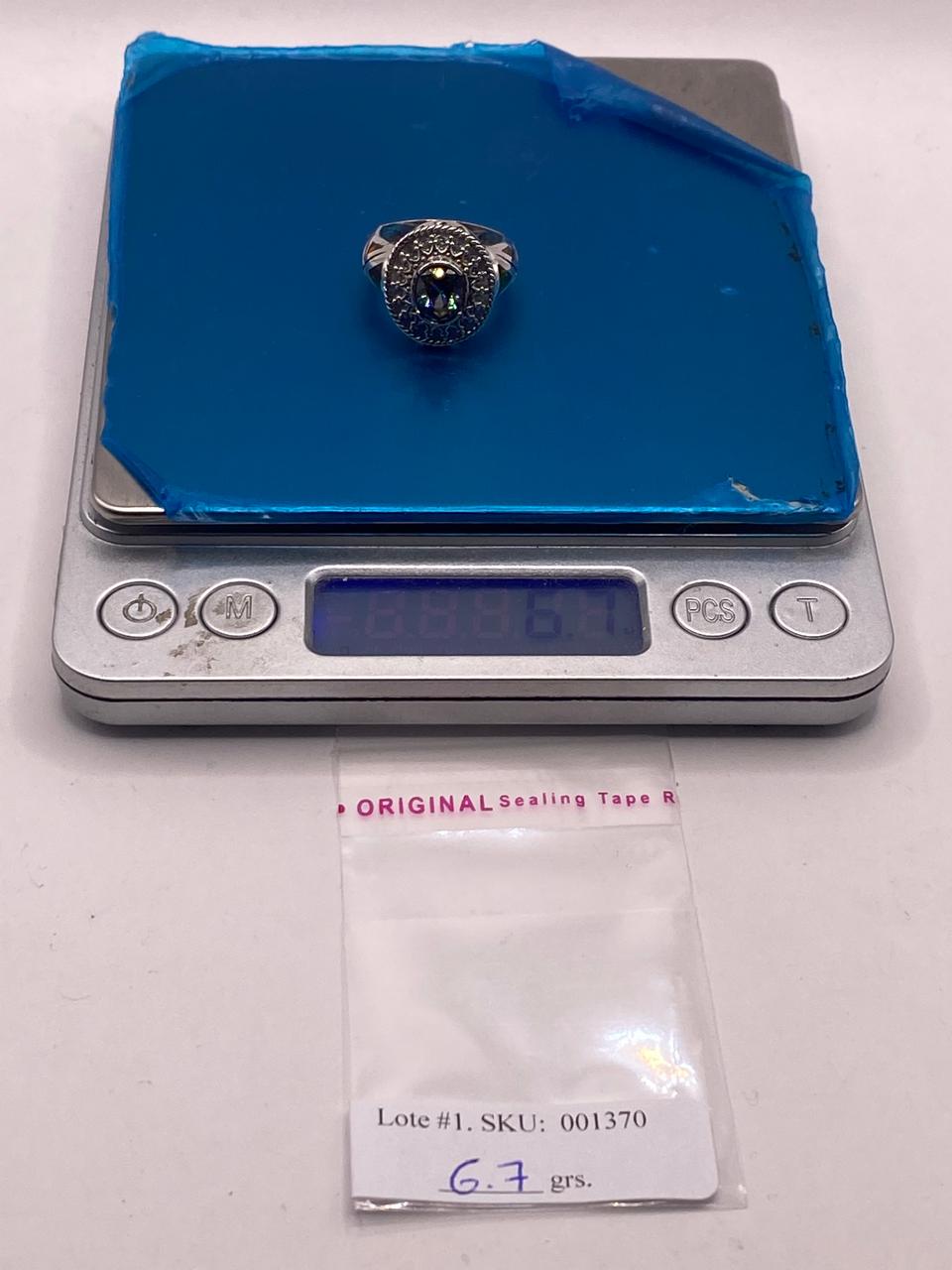 ANILLO ARTESANAL CON ÓPALO DE FUEGO Y ZIRCONIA  EN PLATA LEY .950