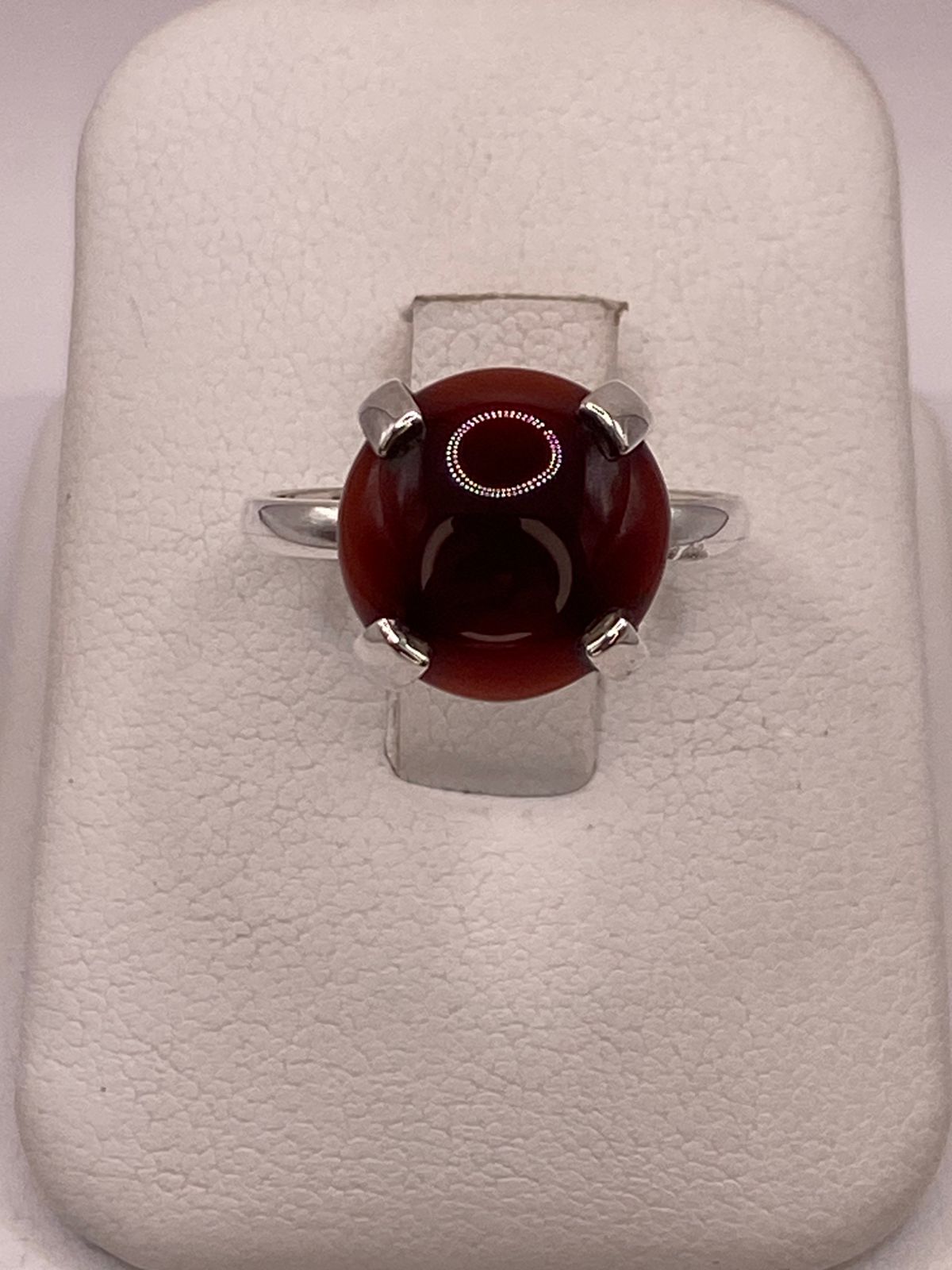 ANILLO ARTESANAL DE PLATA LEY 925 CON CORNALINA NATURAL