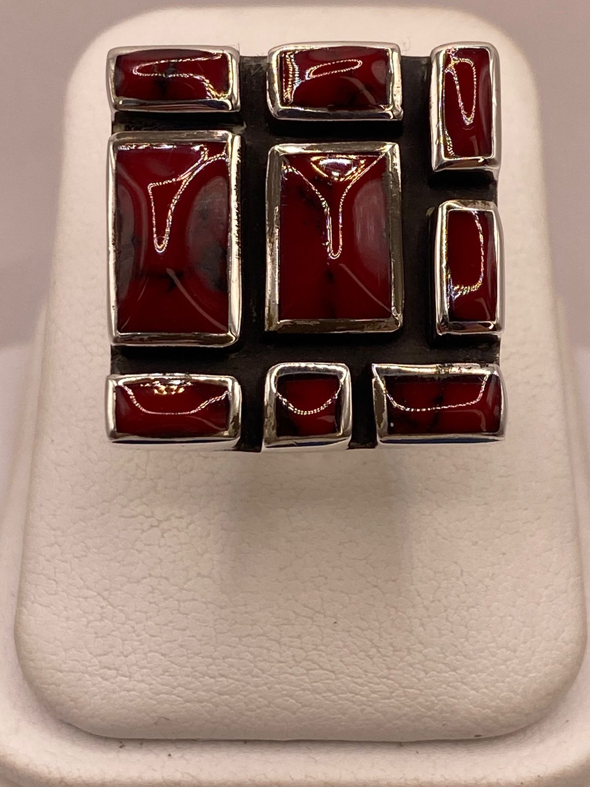 ANILLO ARTÍSTICO DE PLATA LEY 925 CON JASPE ROJO