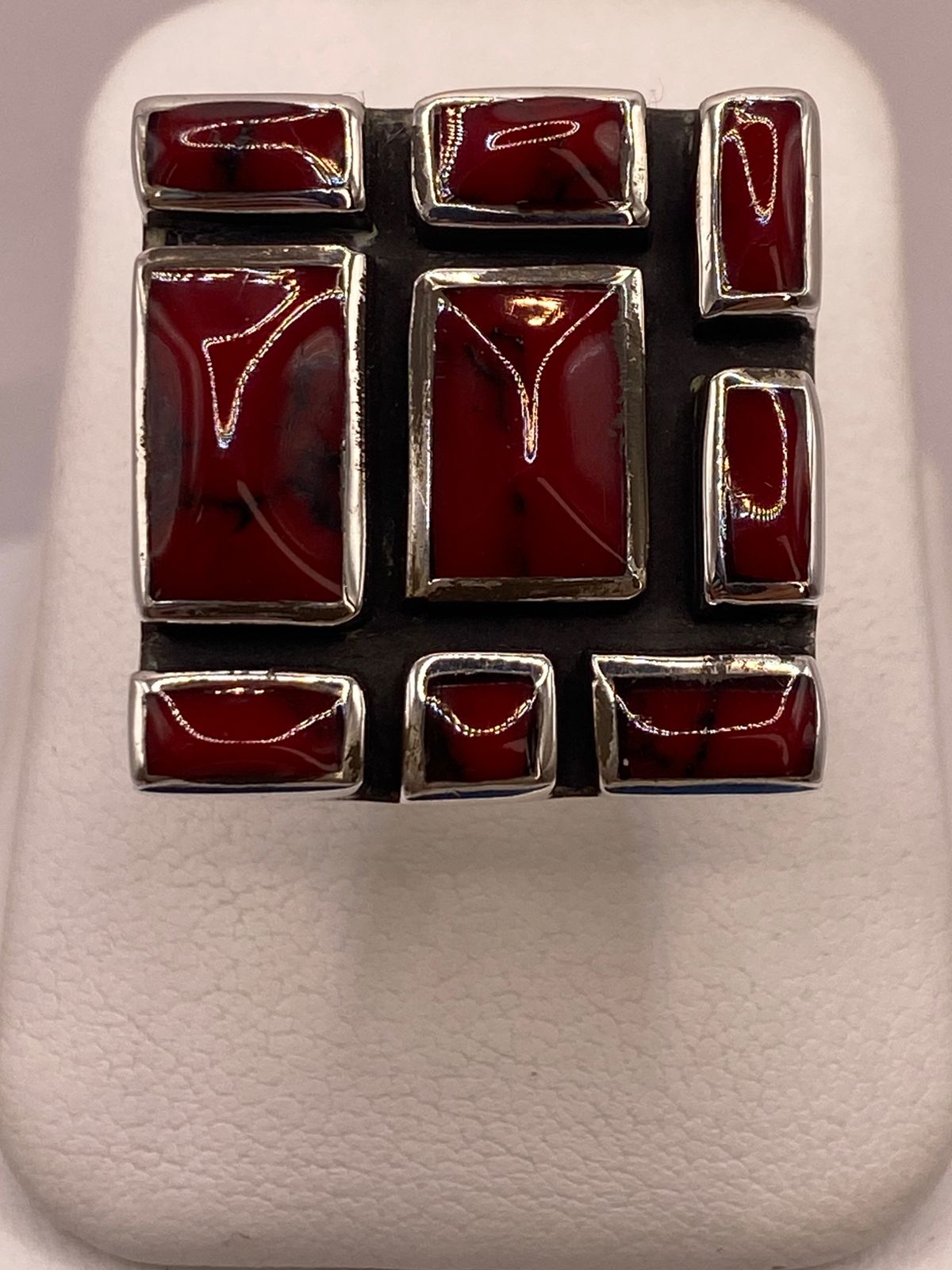 ANILLO ARTÍSTICO DE PLATA LEY 925 CON JASPE ROJO