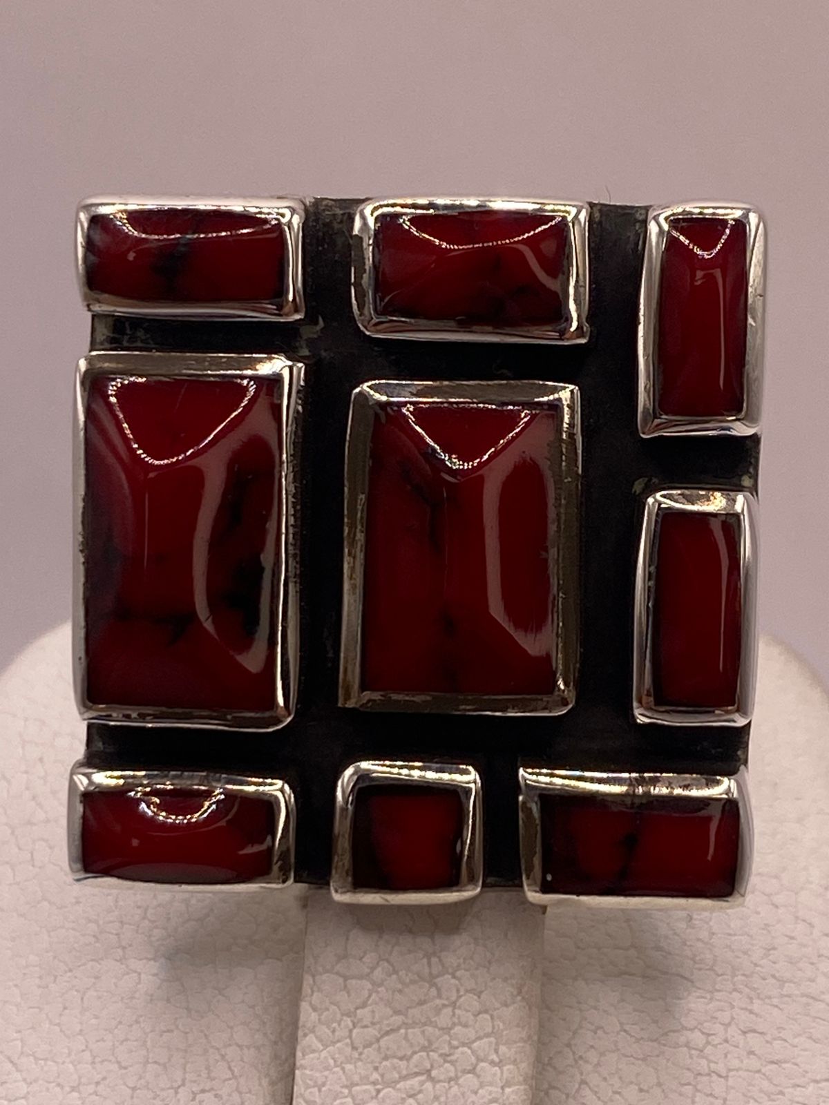 ANILLO ARTÍSTICO DE PLATA LEY 925 CON JASPE ROJO