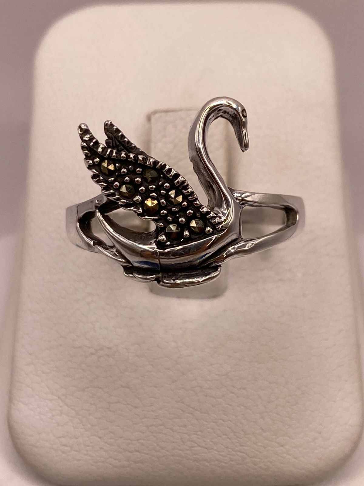 🦢 Anillo Cisne con Marquesitas en Plata Ley 925