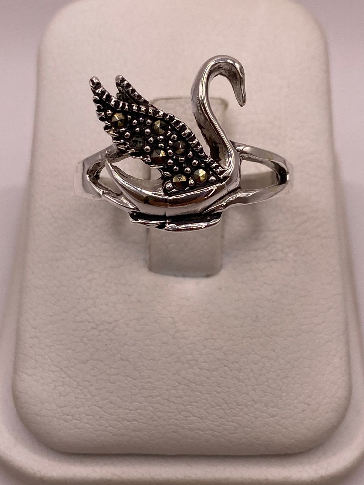 🦢 Anillo Cisne Vintage con Marquesitas en Plata Ley 925