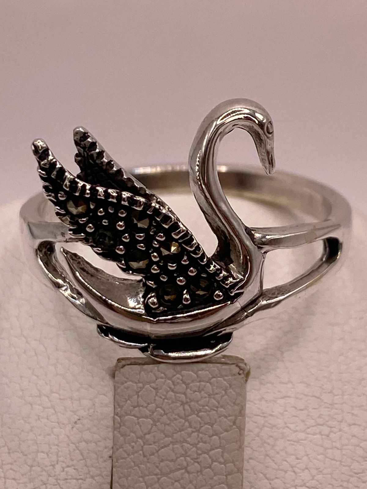 🦢 Anillo Cisne Vintage con Marquesitas en Plata Ley 925
