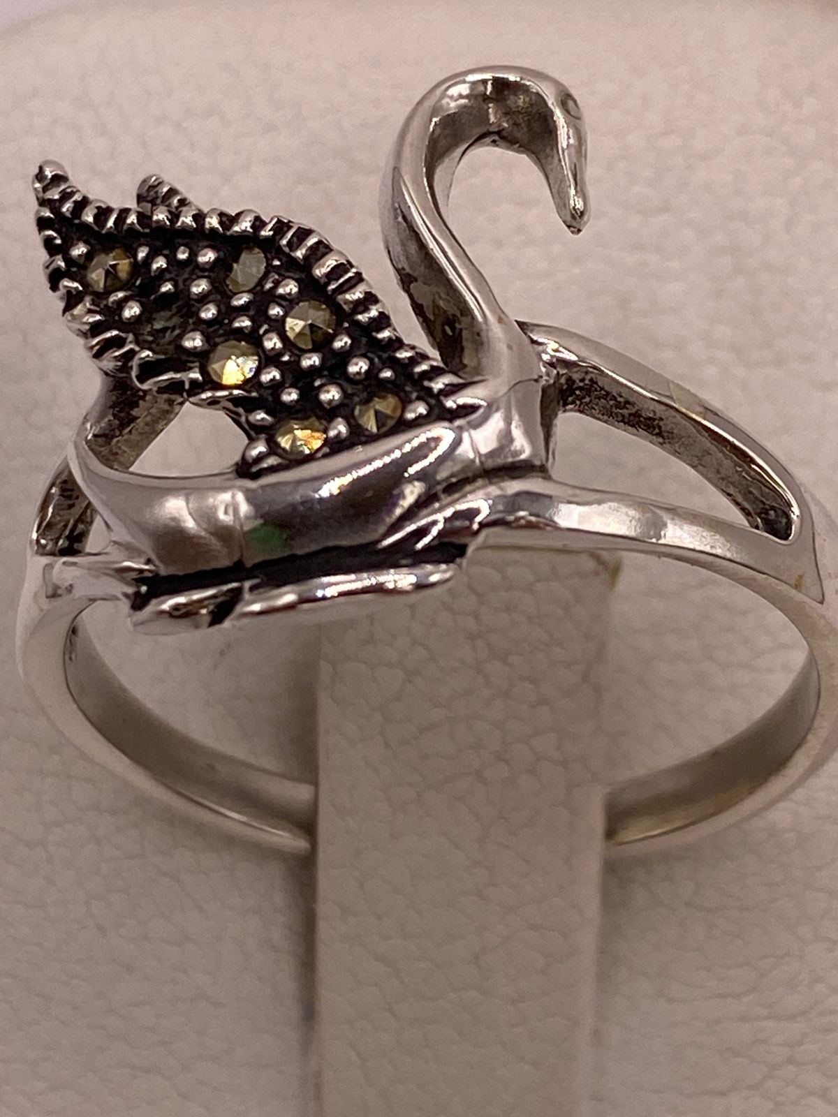 🦢 Anillo Cisne Vintage con Marquesitas en Plata Ley 925
