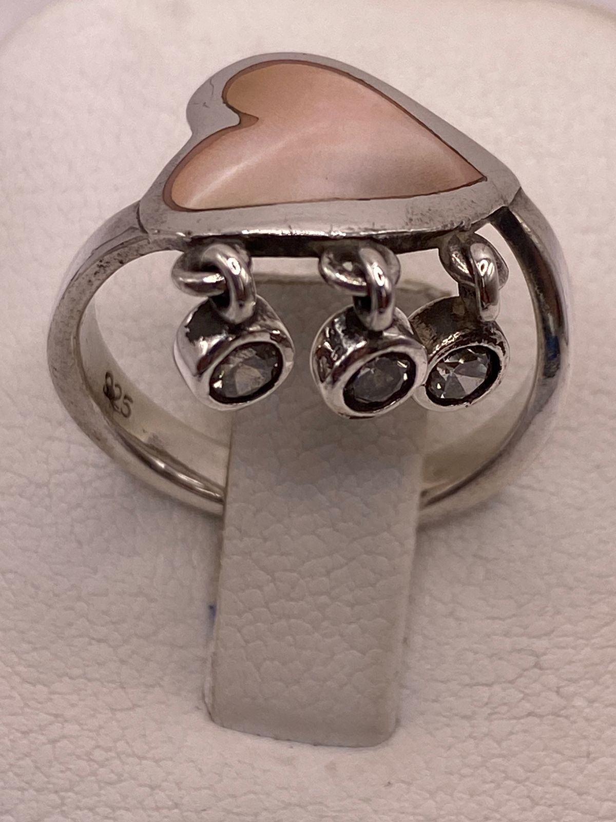 ANILLO CORAZÓN ARTESANAL DE PLATA LEY 925 CON NÁCAR NATURAL