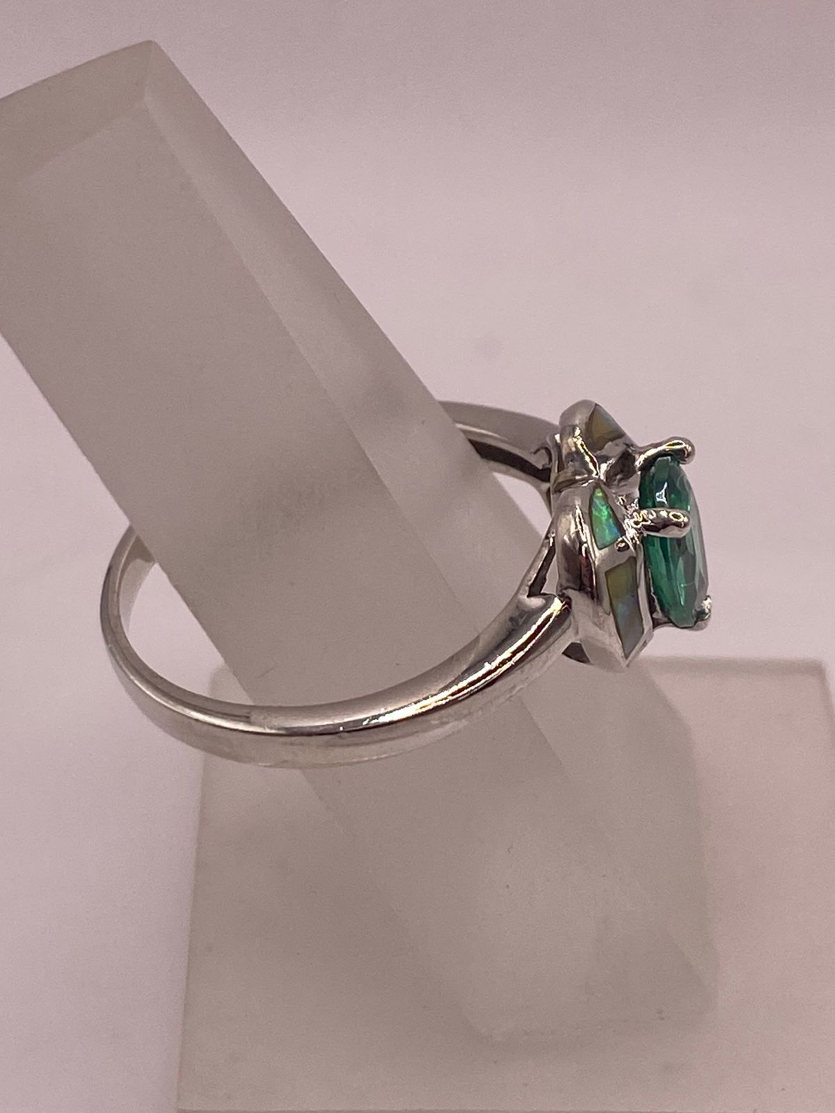 💍💚ANILLO CORAZÓN ÓPALO VERDE & ZIRCONIA ESMERALDA  PLATA 925