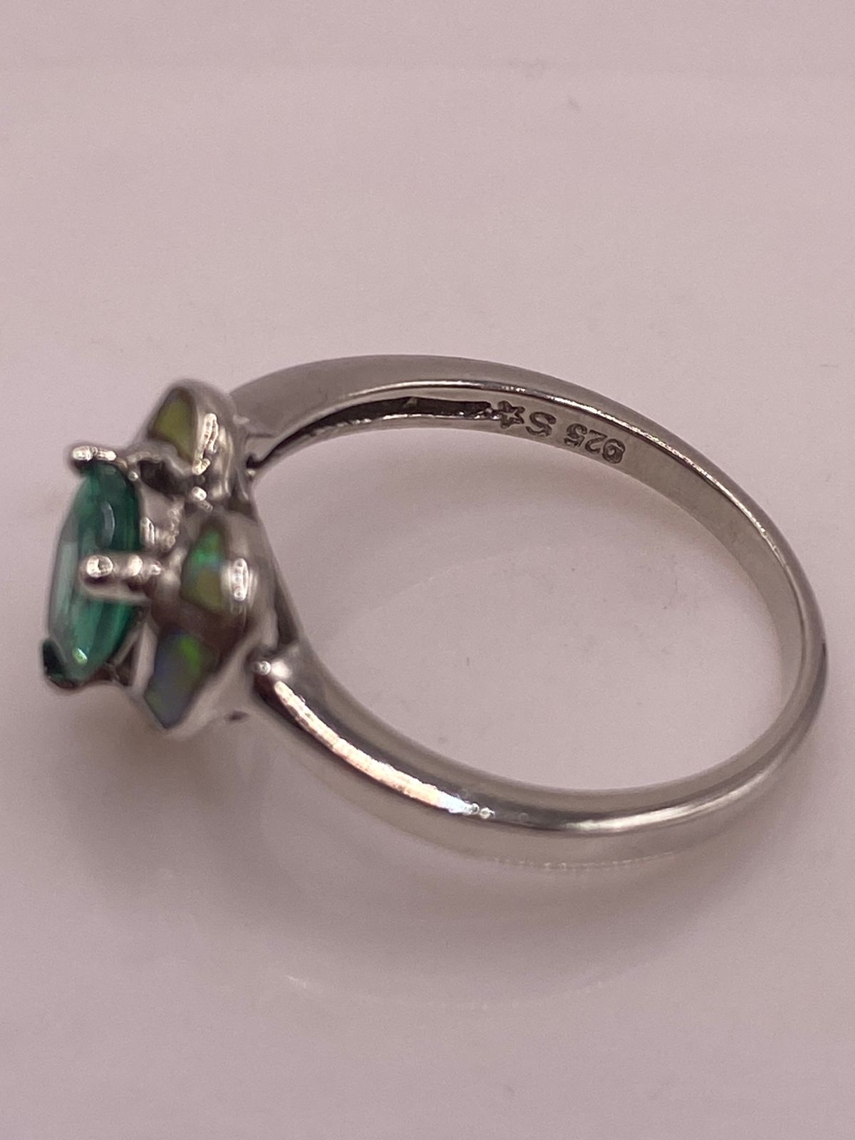 💍💚ANILLO CORAZÓN ÓPALO VERDE & ZIRCONIA ESMERALDA  PLATA 925