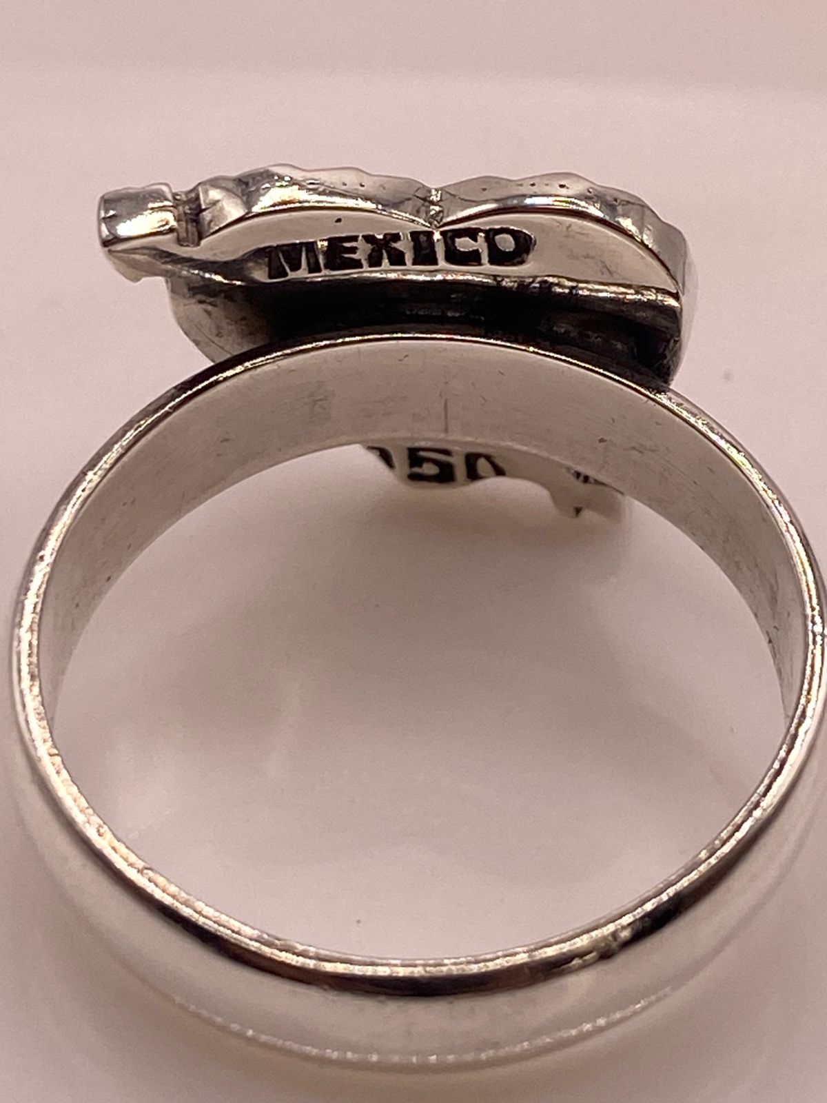 ANILLO CORAZÓN PARTIDO DE PLATA LEY 950 CON ÓPALO DE FUEGO