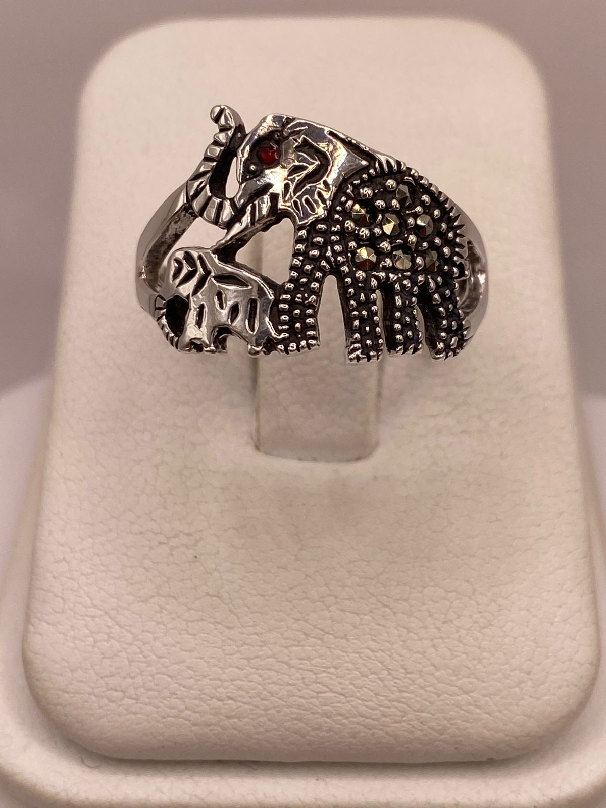 🐘 ANILLO ELEFANTE CON MARQUESITAS Y ZIRCONIA EN PLATA LEY 925