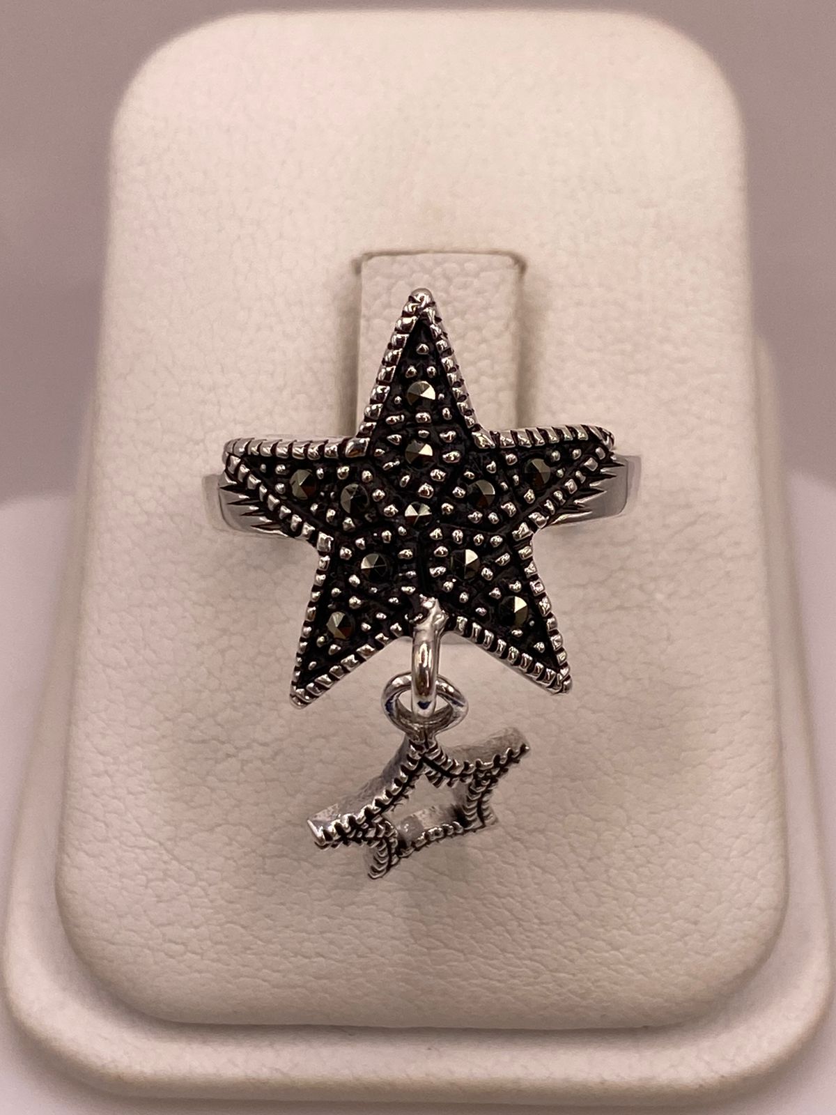 ⭐ ANILLO ESTRELLA CON MARQUESITAS EN PLATA LEY 925