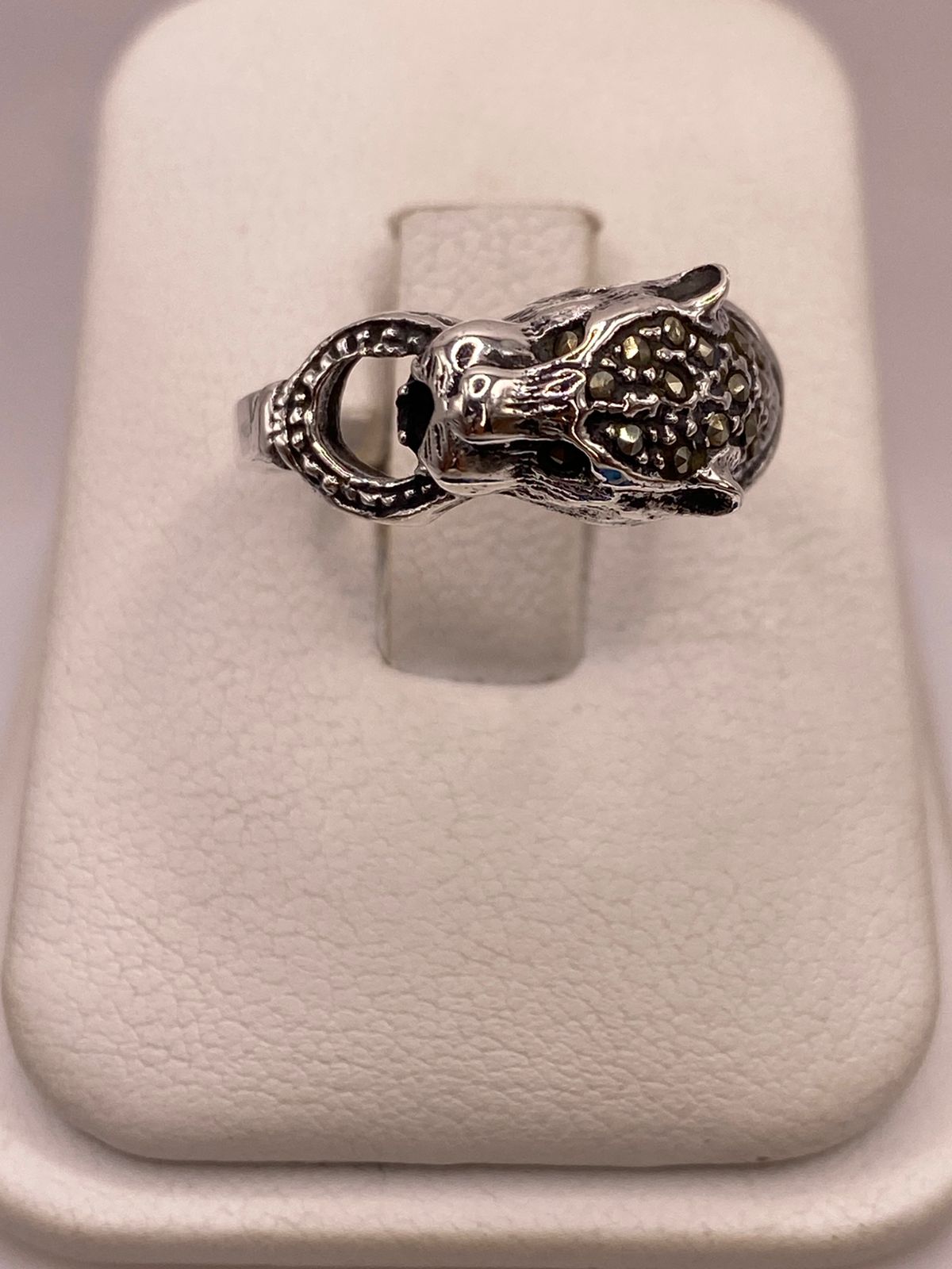🐆 ANILLO FELINO VINTAGE CON MARQUESITAS EN PLATA LEY 925