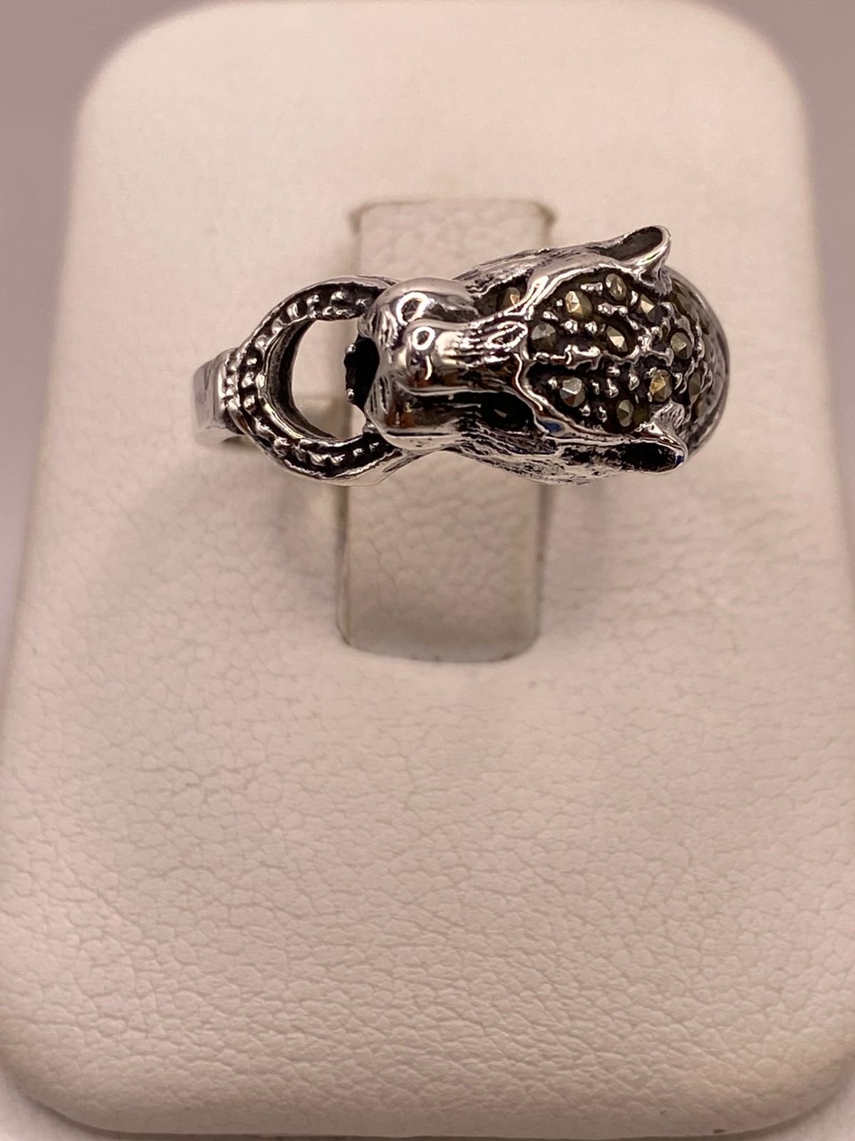 🐆 ANILLO FELINO VINTAGE CON MARQUESITAS EN PLATA LEY 925
