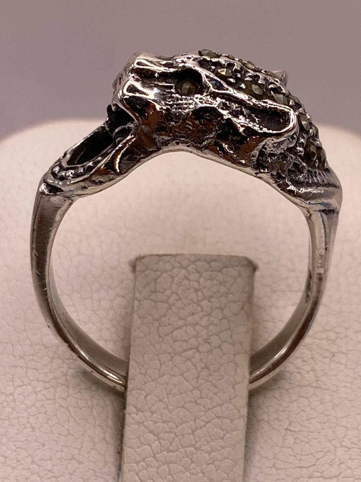 🐆 ANILLO FELINO VINTAGE CON MARQUESITAS EN PLATA LEY 925