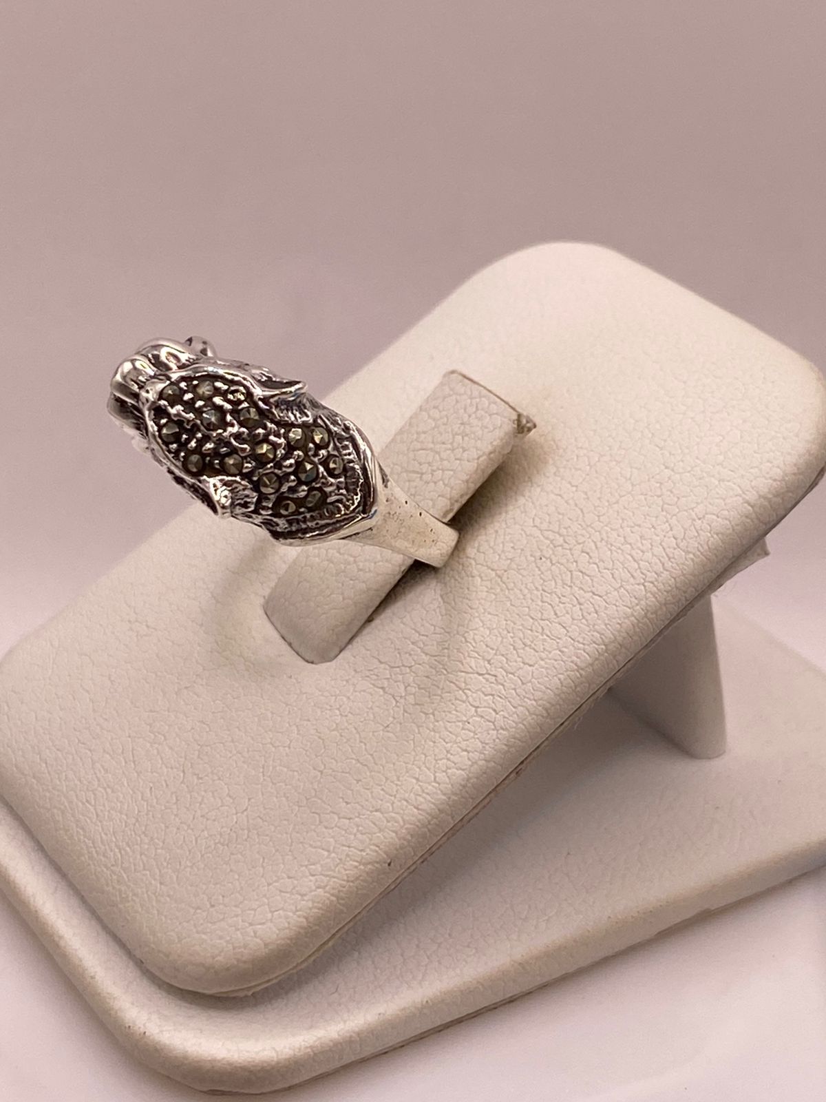🐆 ANILLO FELINO VINTAGE CON MARQUESITAS EN PLATA LEY 925