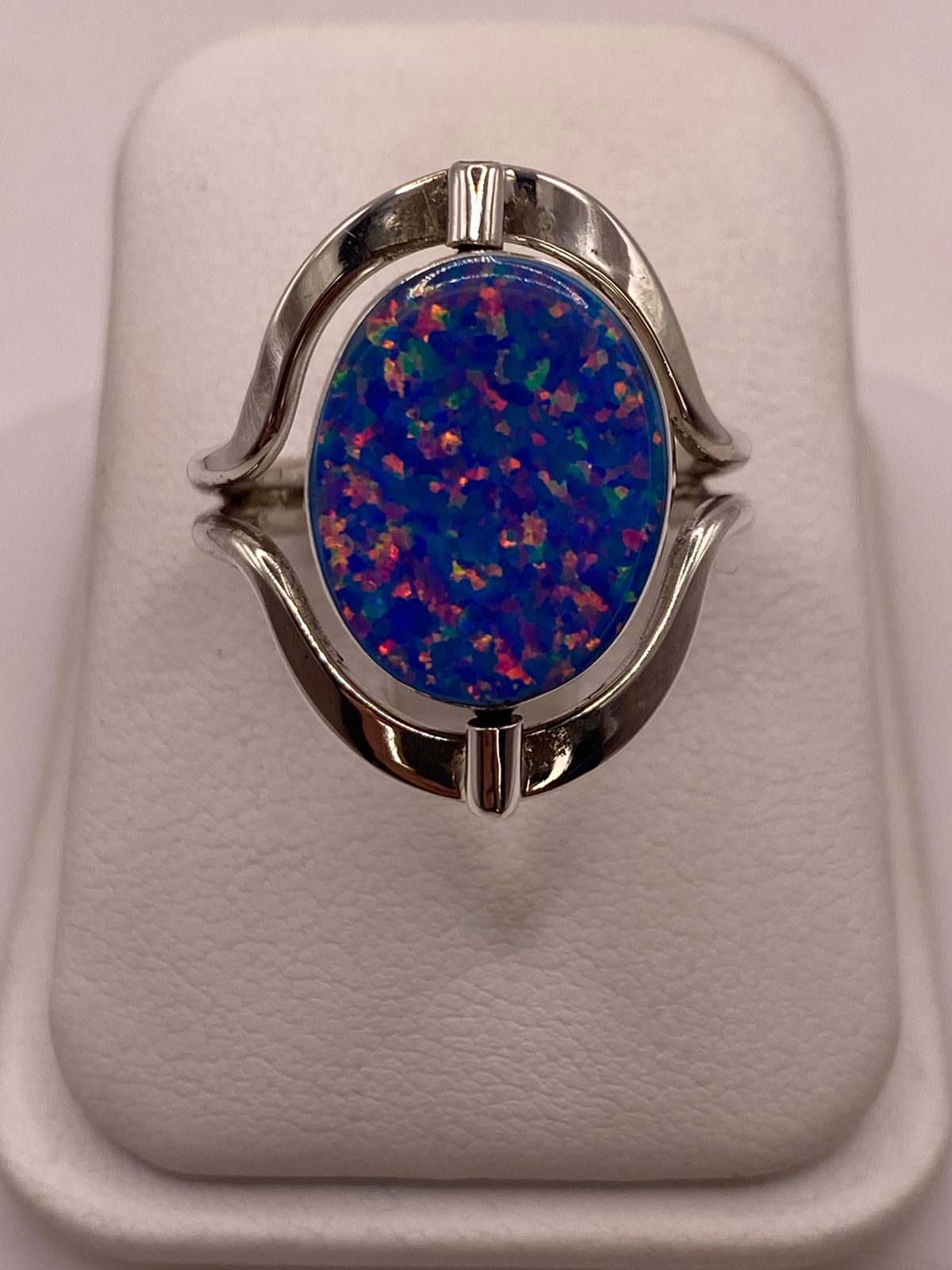 ANILLO GIRATORIO DOBLE VISTA DE ÓPALO DE FUEGO 🔄💎 EN PLATA .925