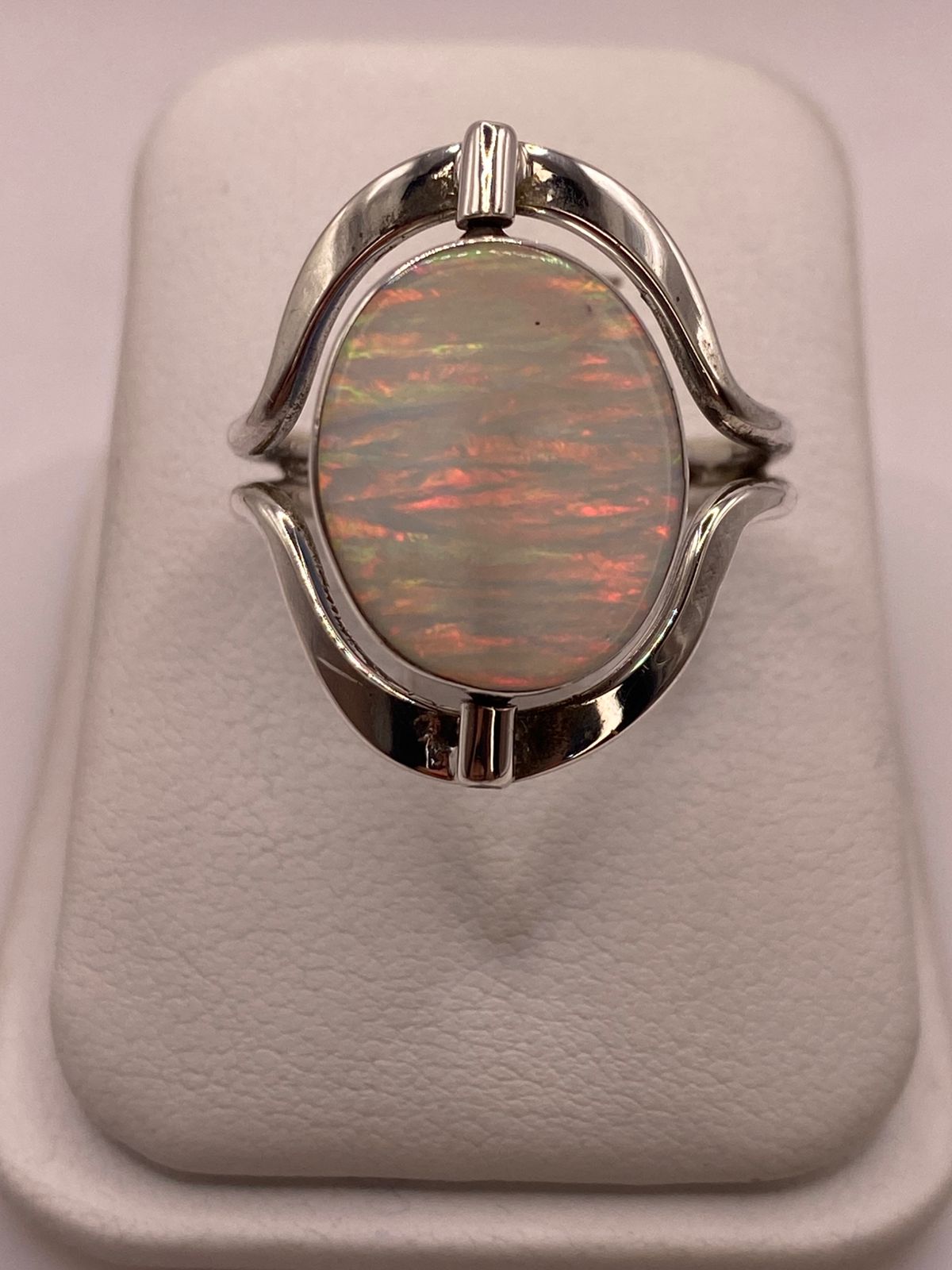 ANILLO GIRATORIO DOBLE VISTA DE ÓPALO DE FUEGO 🔄💎 EN PLATA .925