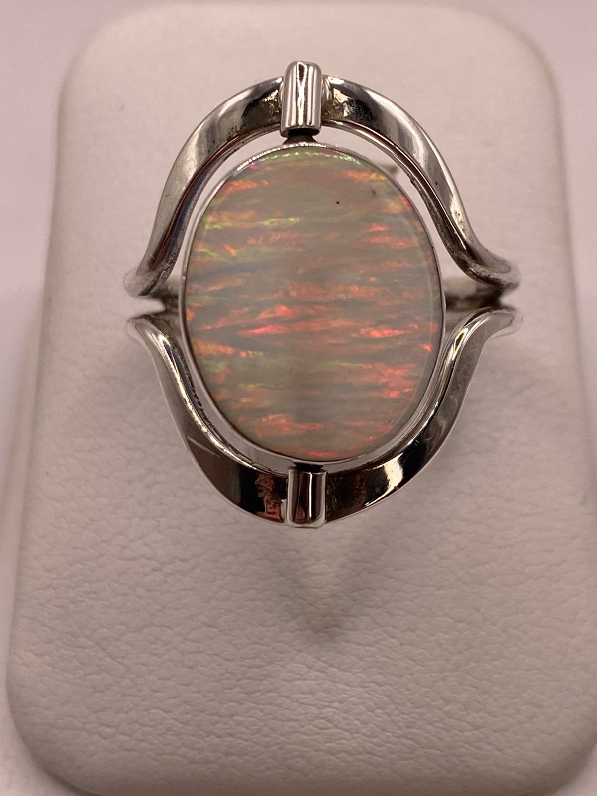 ANILLO GIRATORIO DOBLE VISTA DE ÓPALO DE FUEGO 🔄💎 EN PLATA .925