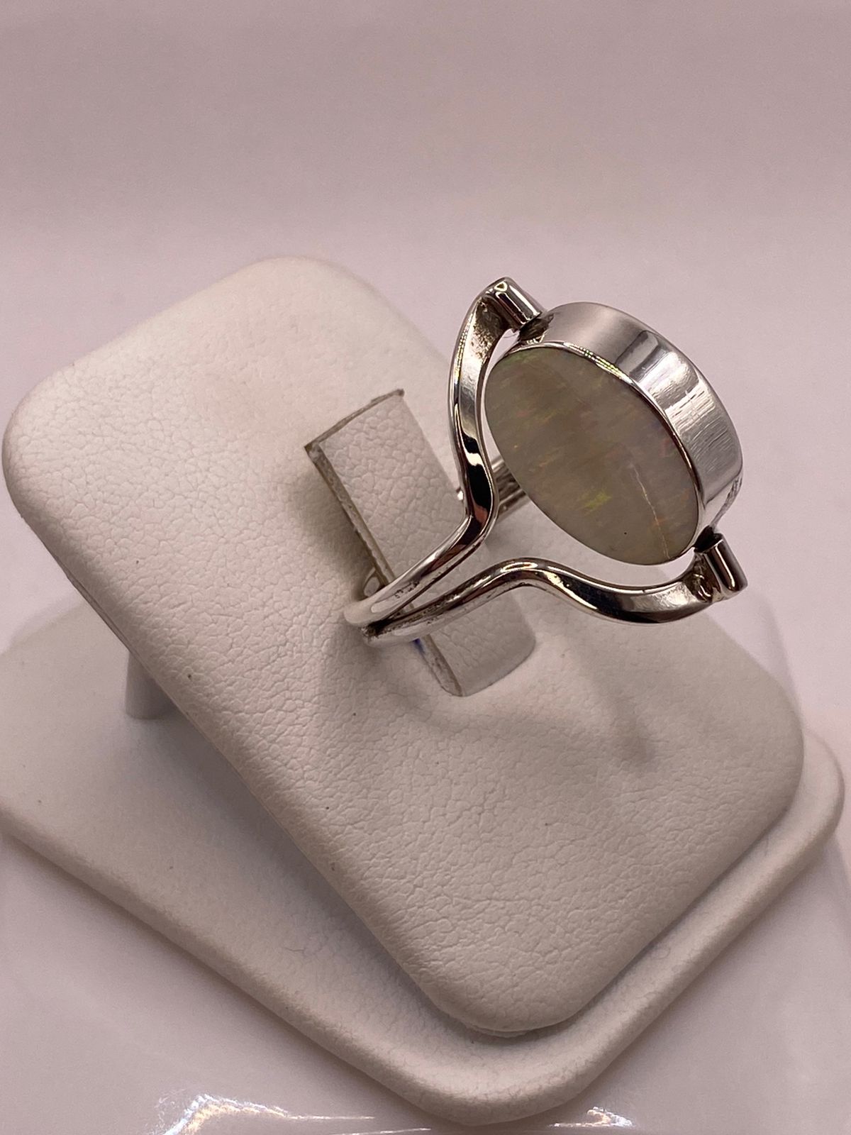 ANILLO GIRATORIO DOBLE VISTA DE ÓPALO DE FUEGO 🔄💎 EN PLATA .925