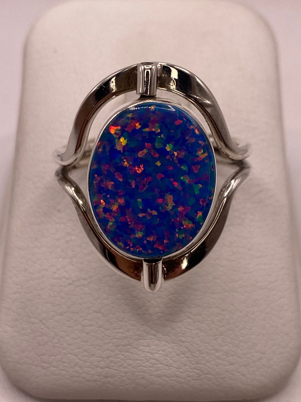 ANILLO GIRATORIO DOBLE VISTA DE ÓPALO DE FUEGO 🔄💎 EN PLATA .925