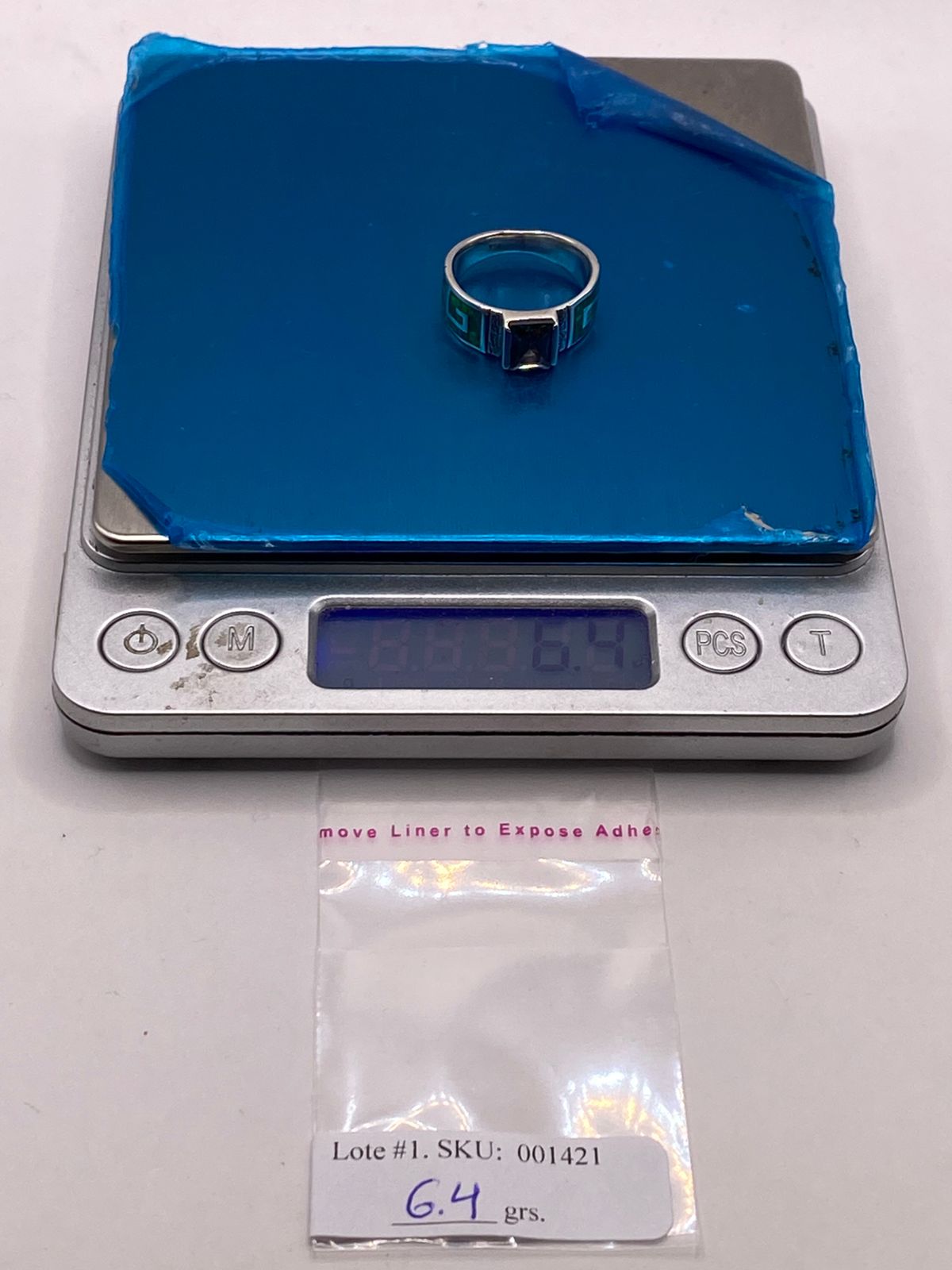 ANILLO GRECA DE PLATA LEY 950 CON ÓPALO DE FUEGO Y ZIRCONIA