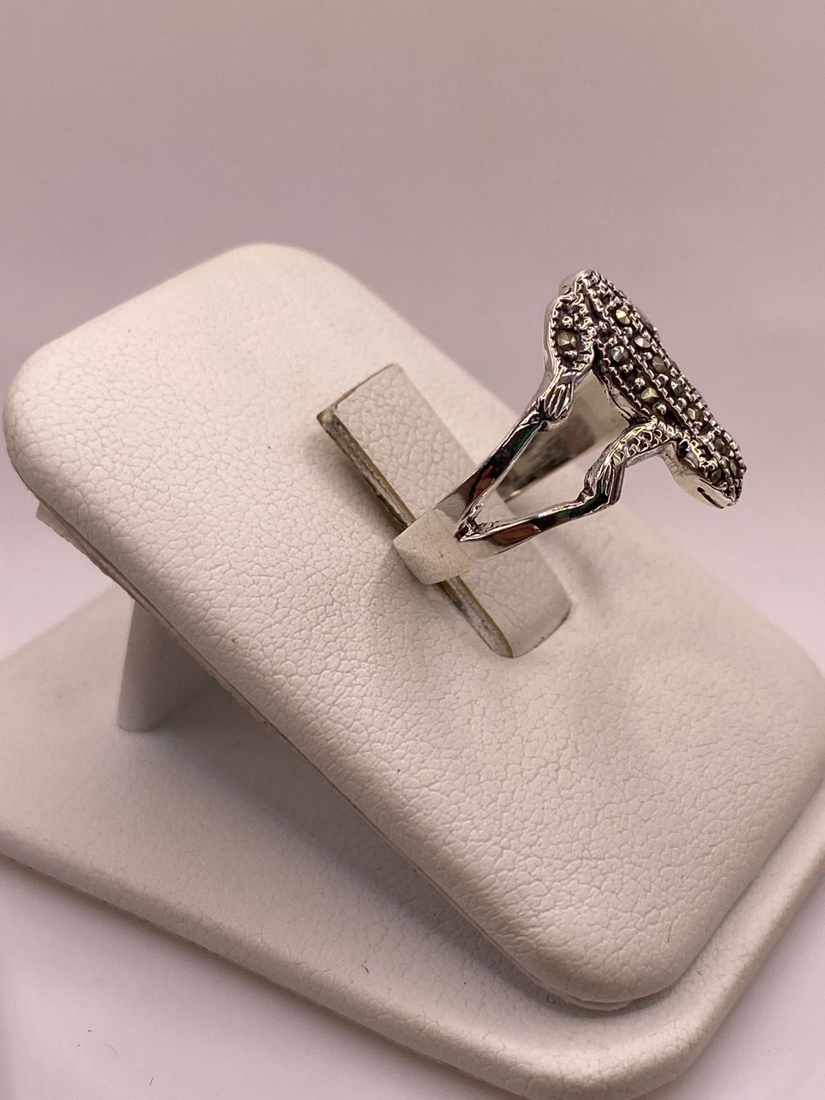 Anillo Lagartija Vintage con Marquesitas en Plata Ley 925