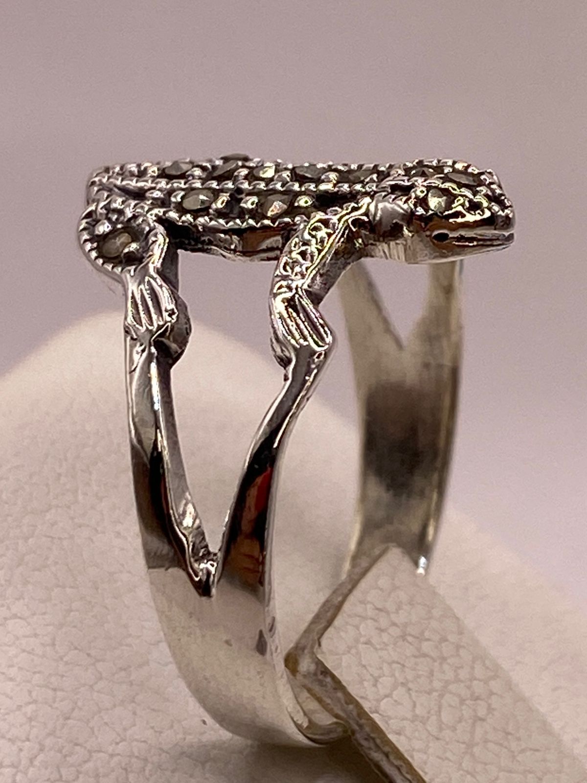 Anillo Lagartija Vintage con Marquesitas en Plata Ley 925
