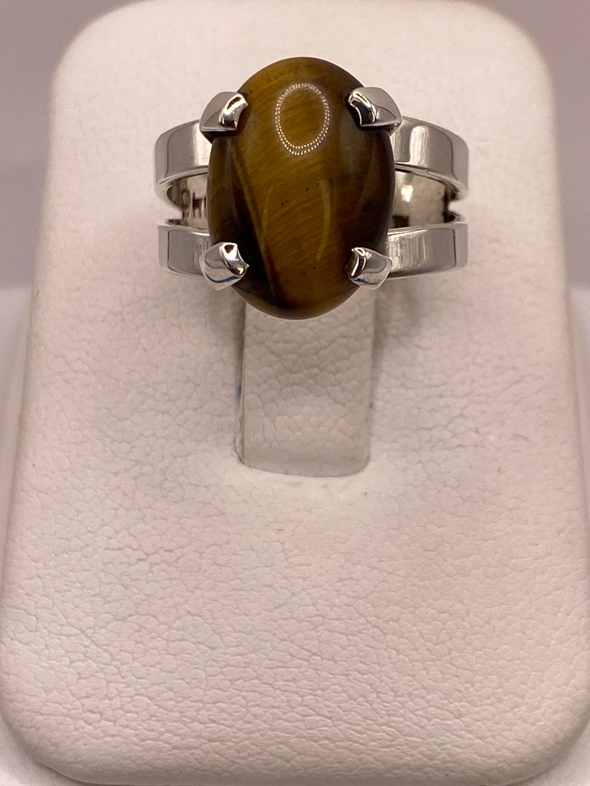 ANILLO OJO DE TIGRE DE PLATA LEY 925