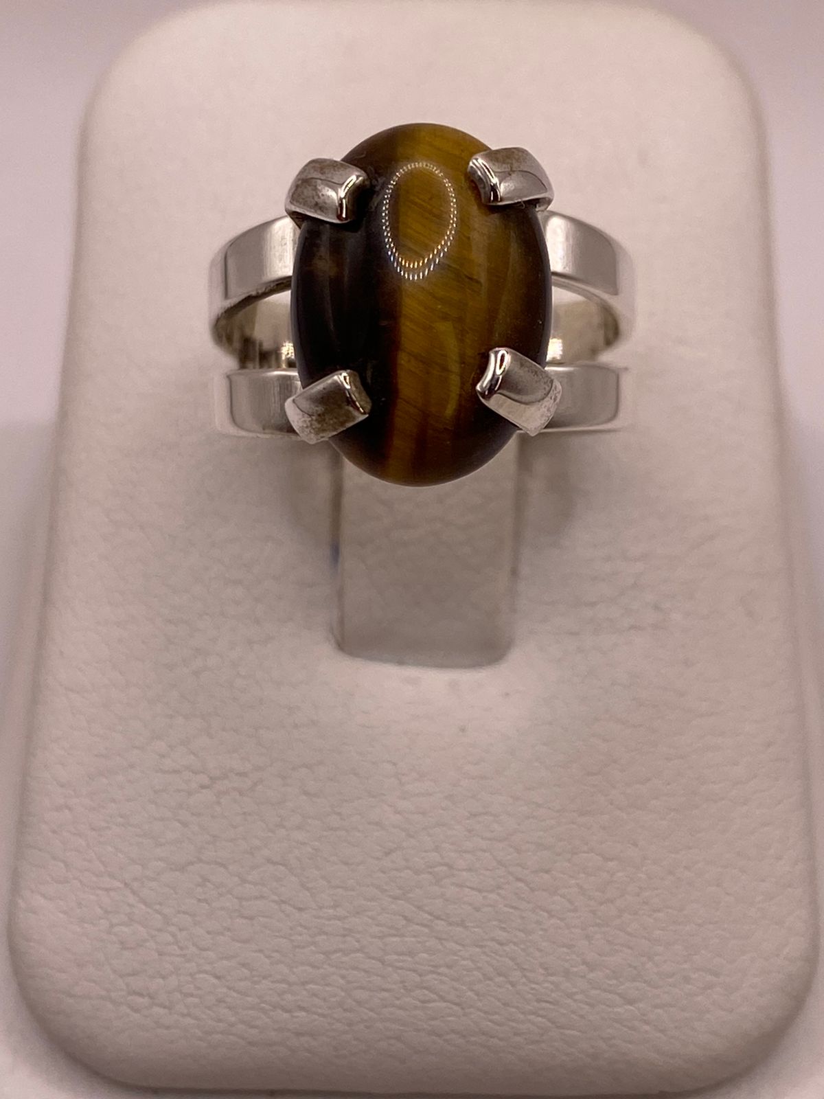 ANILLO OJO DE TIGRE DE PLATA LEY 925