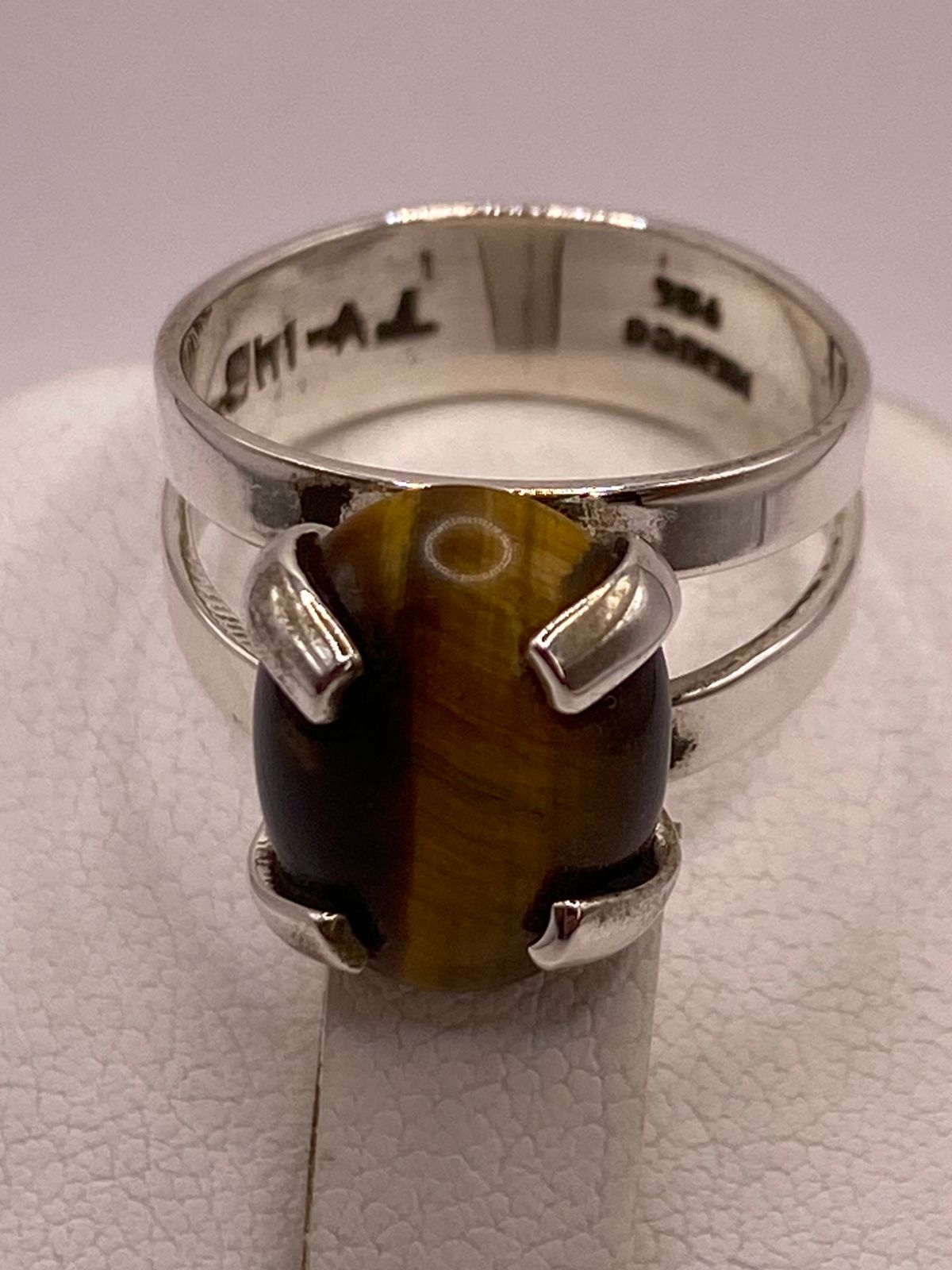 ANILLO OJO DE TIGRE DE PLATA LEY 925