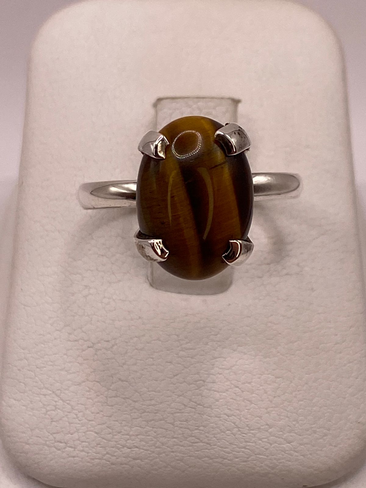 ANILLO CON OJO DE TIGRE DE PLATA LEY 925