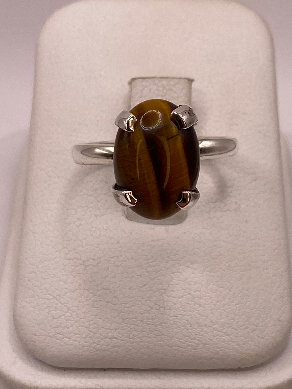 ANILLO CON OJO DE TIGRE DE PLATA LEY 925