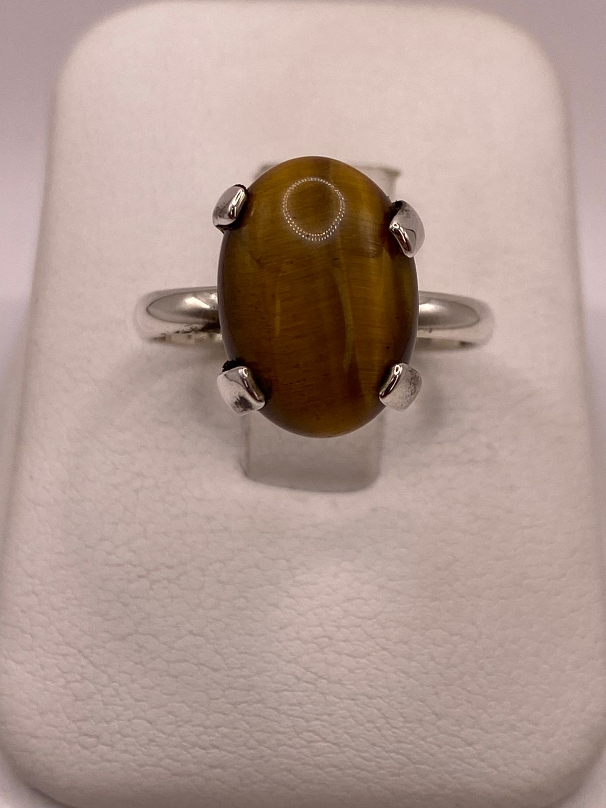 ANILLO CON OJO DE TIGRE DE PLATA LEY 925