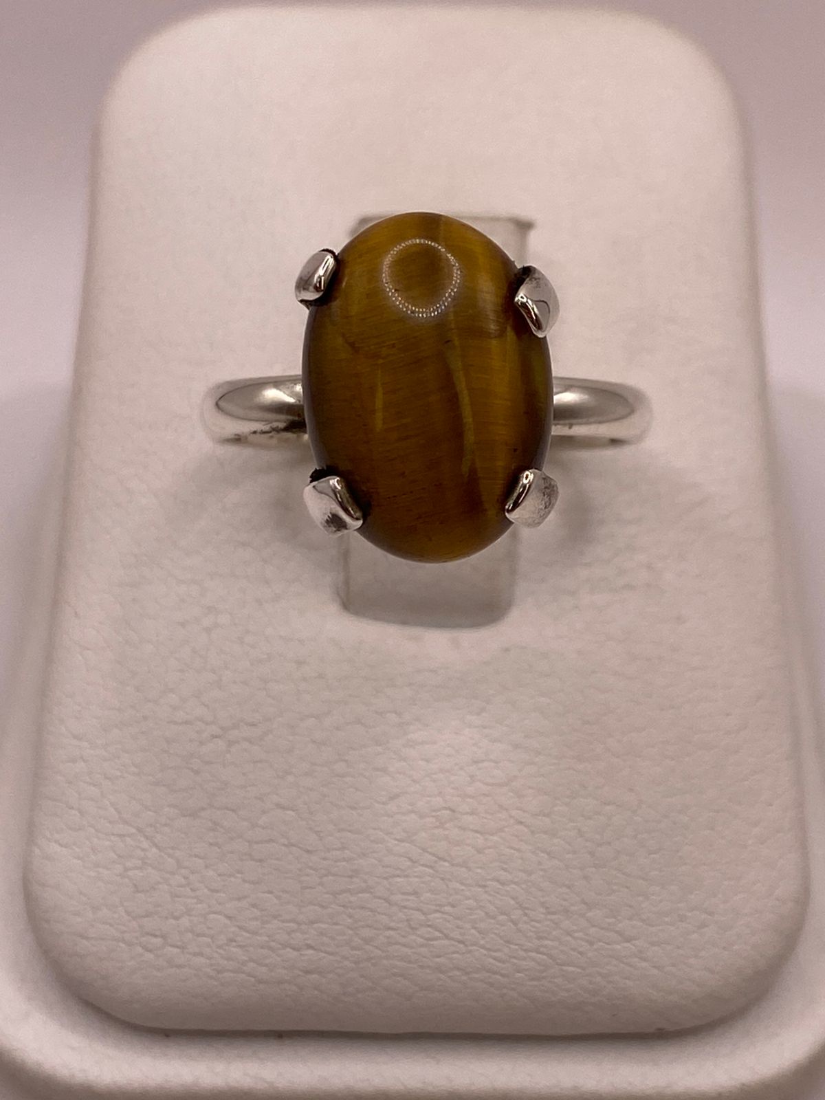 ANILLO CON OJO DE TIGRE DE PLATA LEY 925