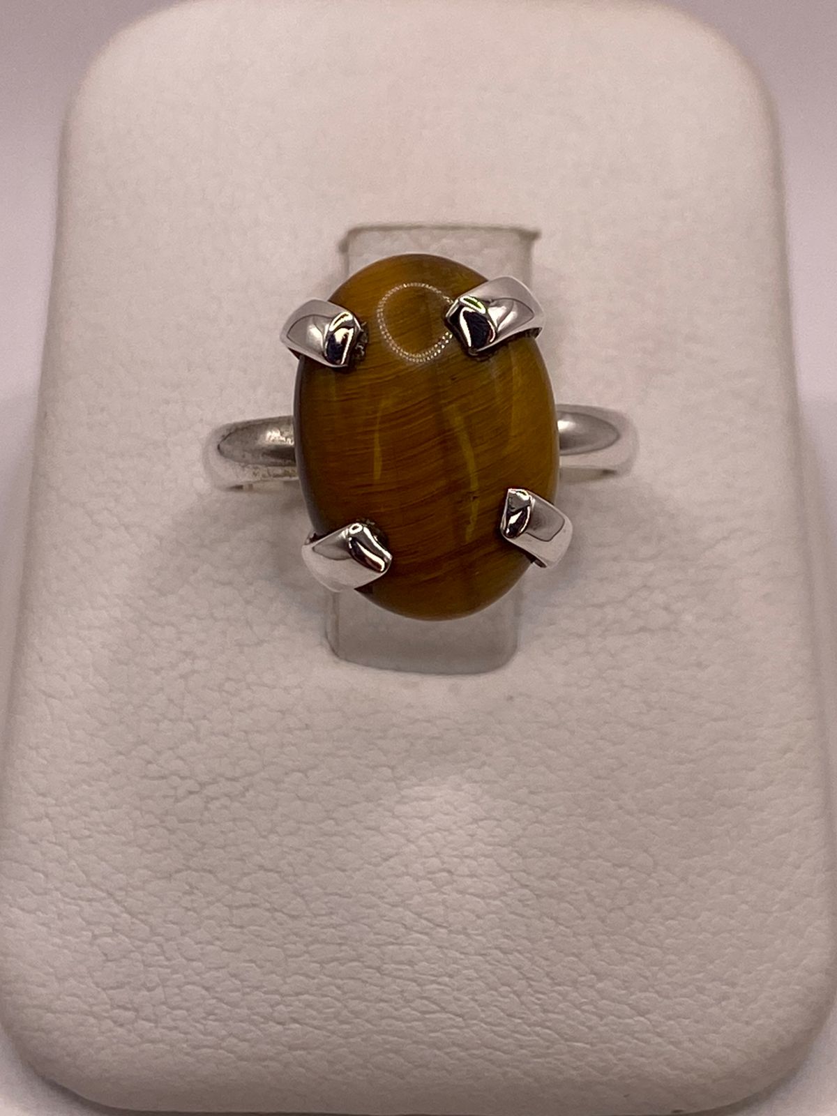 ANILLO CON OJO DE TIGRE DE PLATA LEY 925