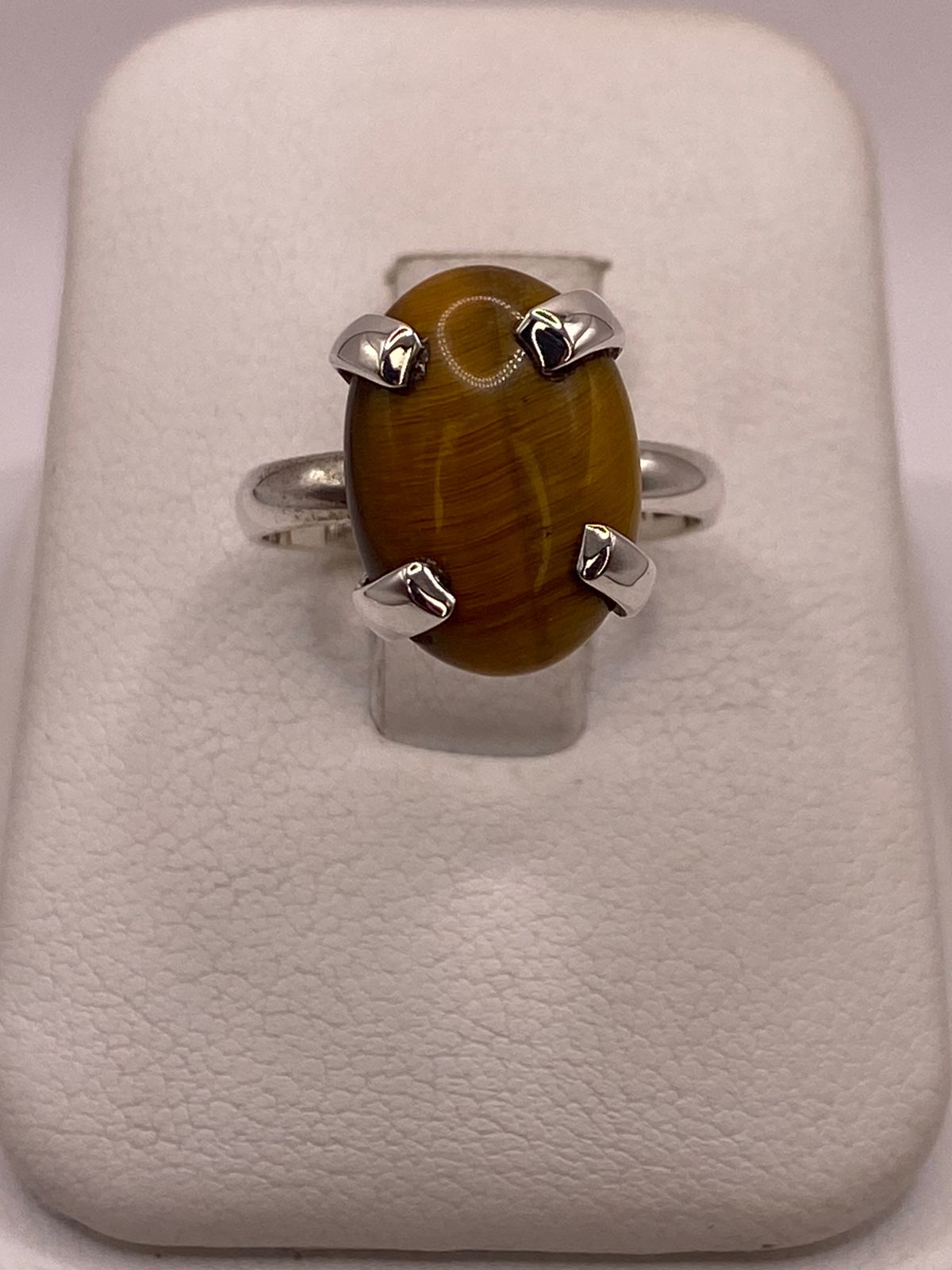 ANILLO CON OJO DE TIGRE DE PLATA LEY 925