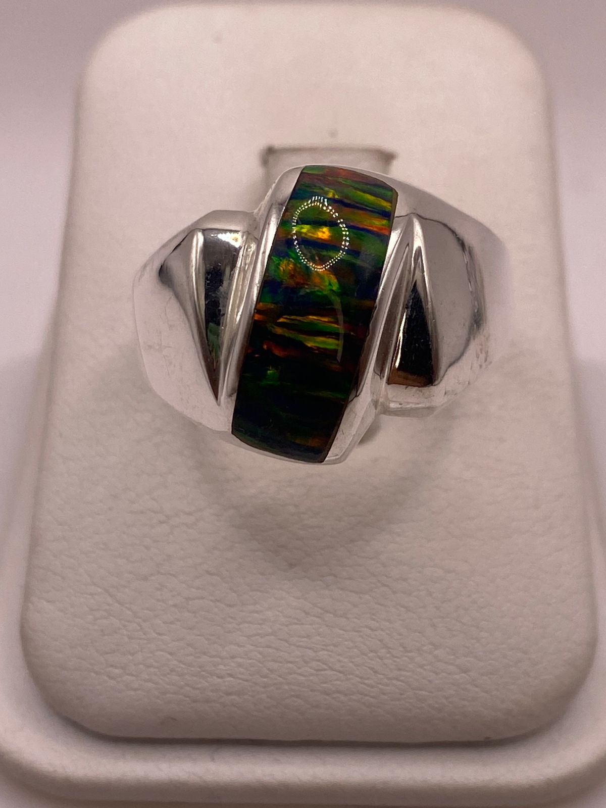 ANILLO DE ÓPALO DE FUEGO MULTICOLOR EN PLATA LEY .925
