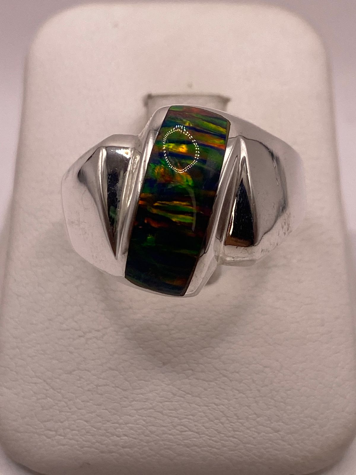 ANILLO DE ÓPALO DE FUEGO MULTICOLOR EN PLATA LEY .925