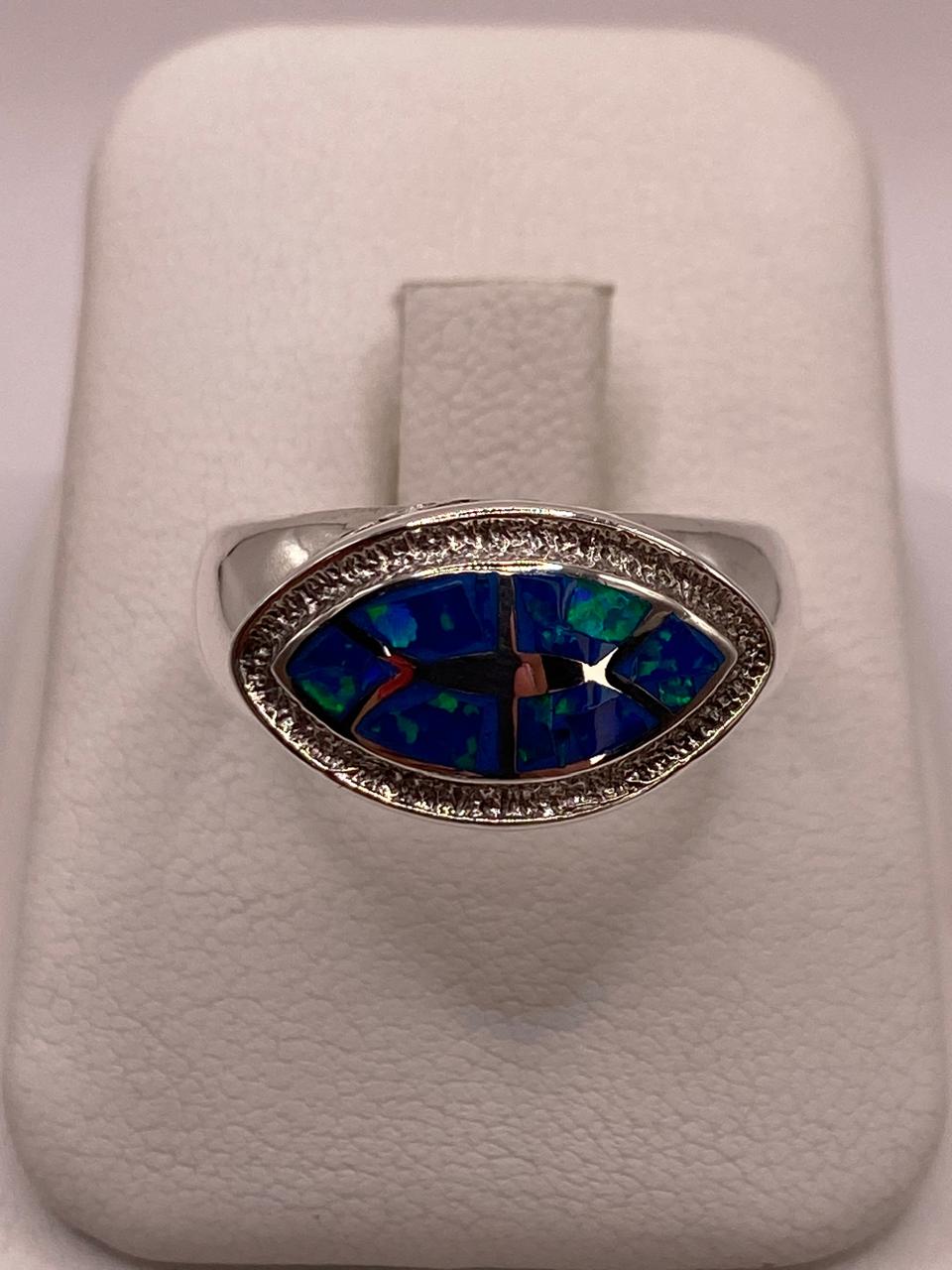 💍 ANILLO OVALADO CON ÓPALO DE FUEGO EN PLATA LEY .950