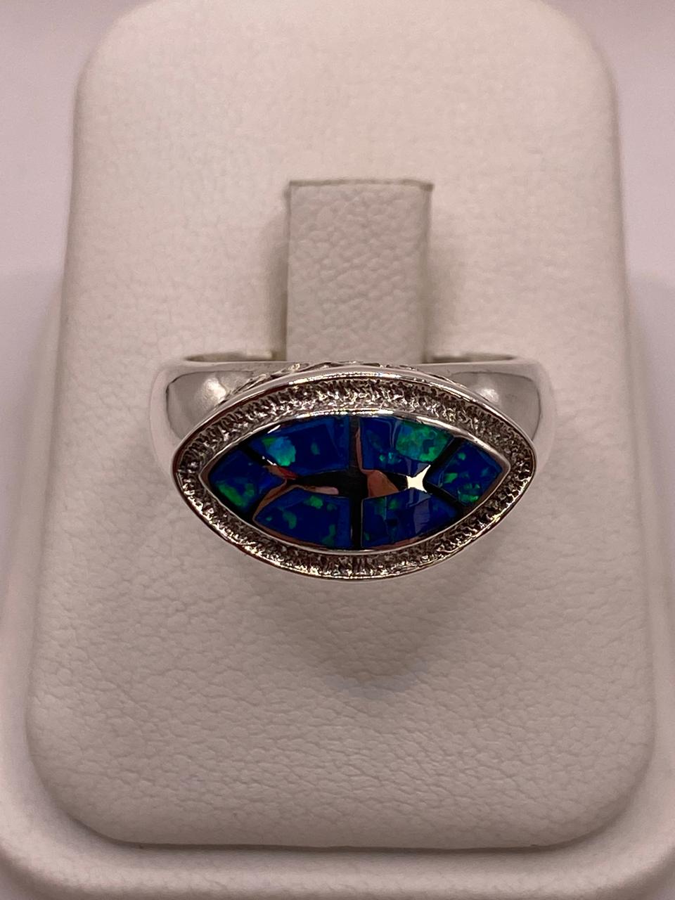 💍 ANILLO OVALADO CON ÓPALO DE FUEGO EN PLATA LEY .950