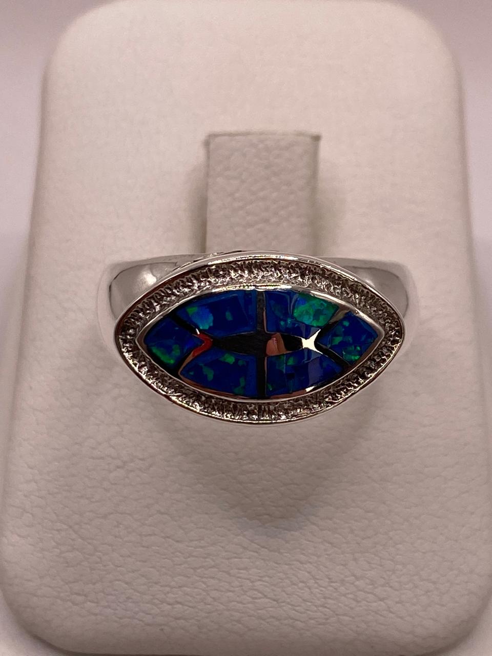 💍 ANILLO OVALADO CON ÓPALO DE FUEGO EN PLATA LEY .950