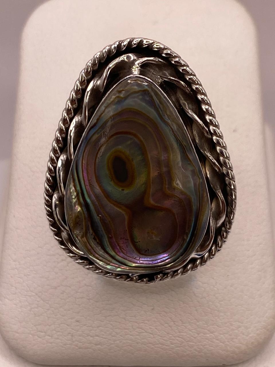 ANILLO DE PLATA LEY 925 CON ABULÓN NATURAL