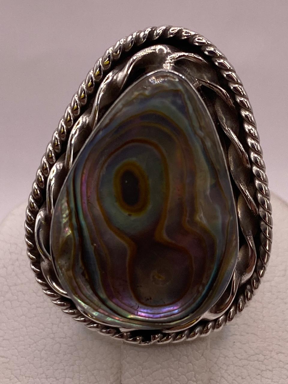 ANILLO DE PLATA LEY 925 CON ABULÓN NATURAL