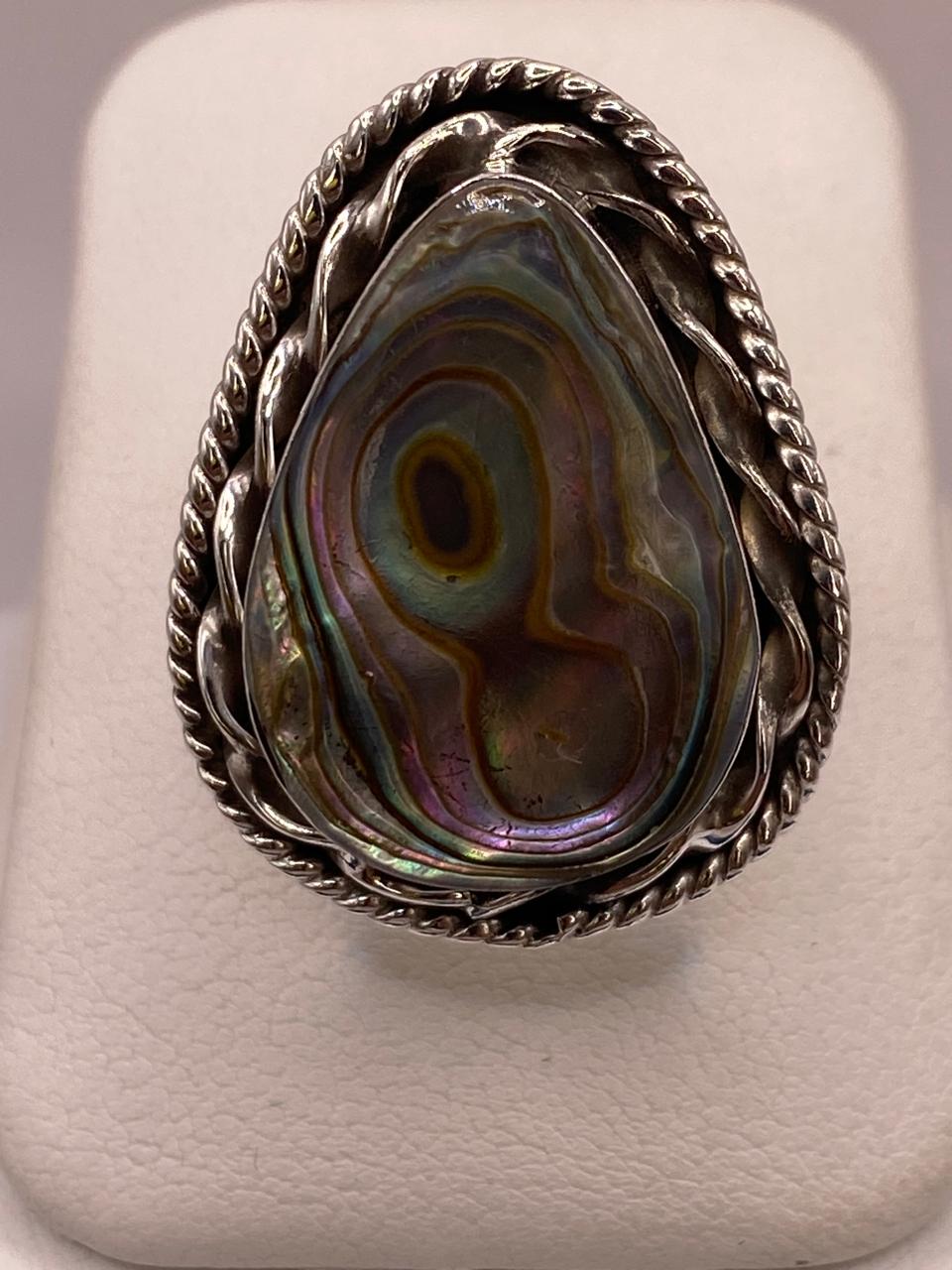 ANILLO DE PLATA LEY 925 CON ABULÓN NATURAL