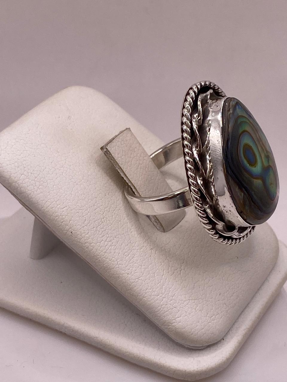 ANILLO DE PLATA LEY 925 CON ABULÓN NATURAL