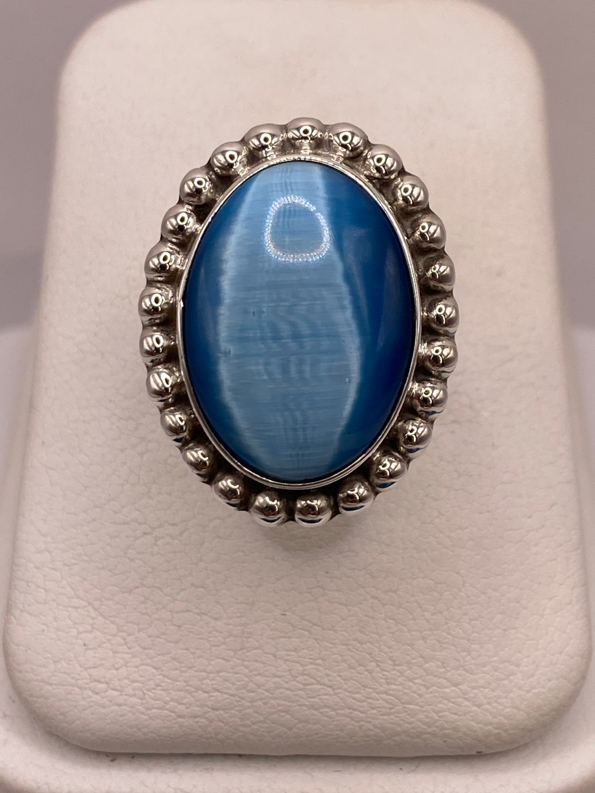 ANILLO DE PLATA LEY 925 CON ÁGATA AZUL