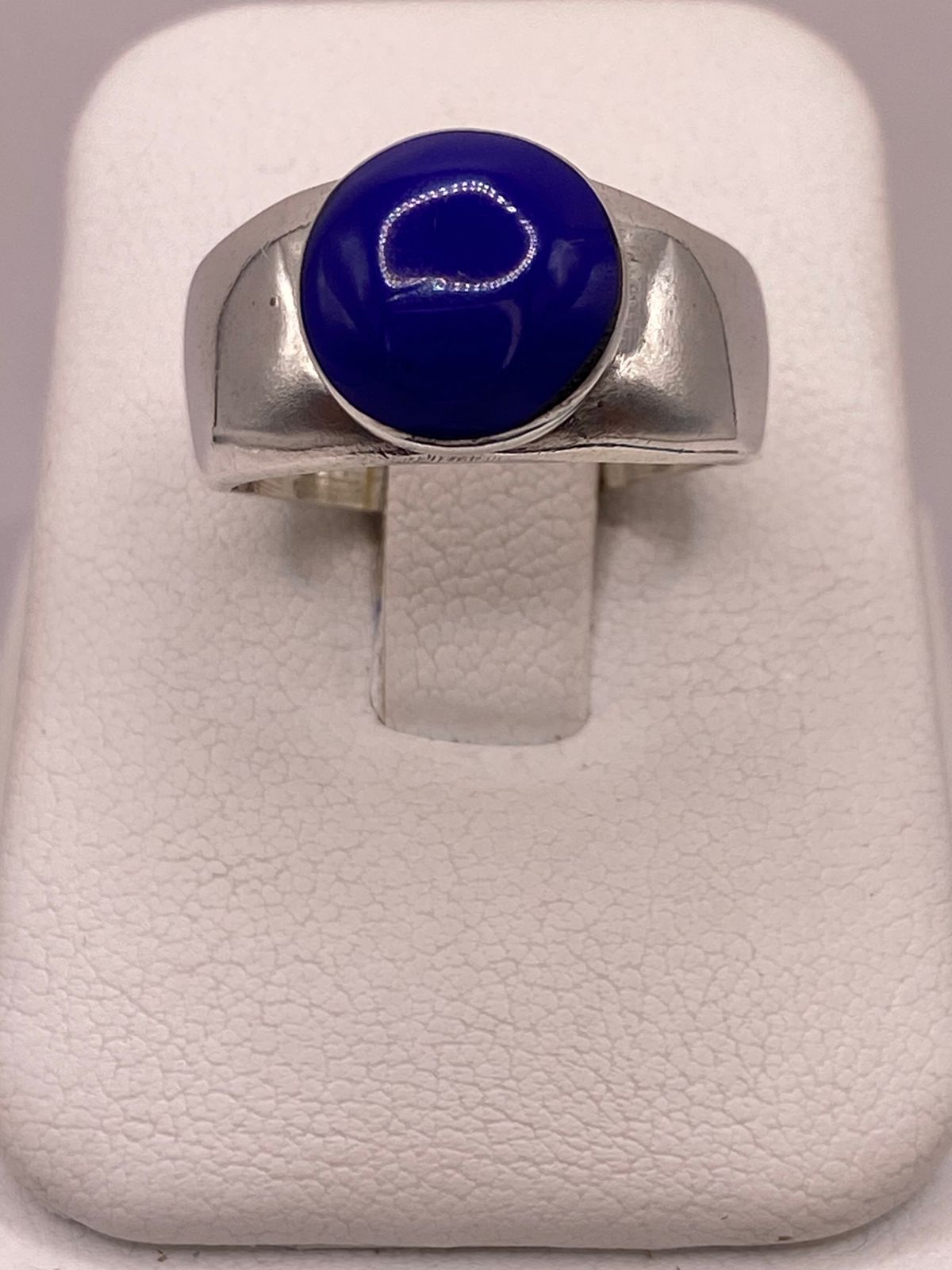 ANILLO DE PLATA LEY 925 CON ÁGATA AZUL