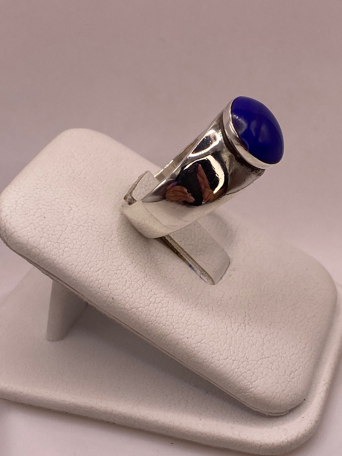 ANILLO DE PLATA LEY 925 CON ÁGATA AZUL